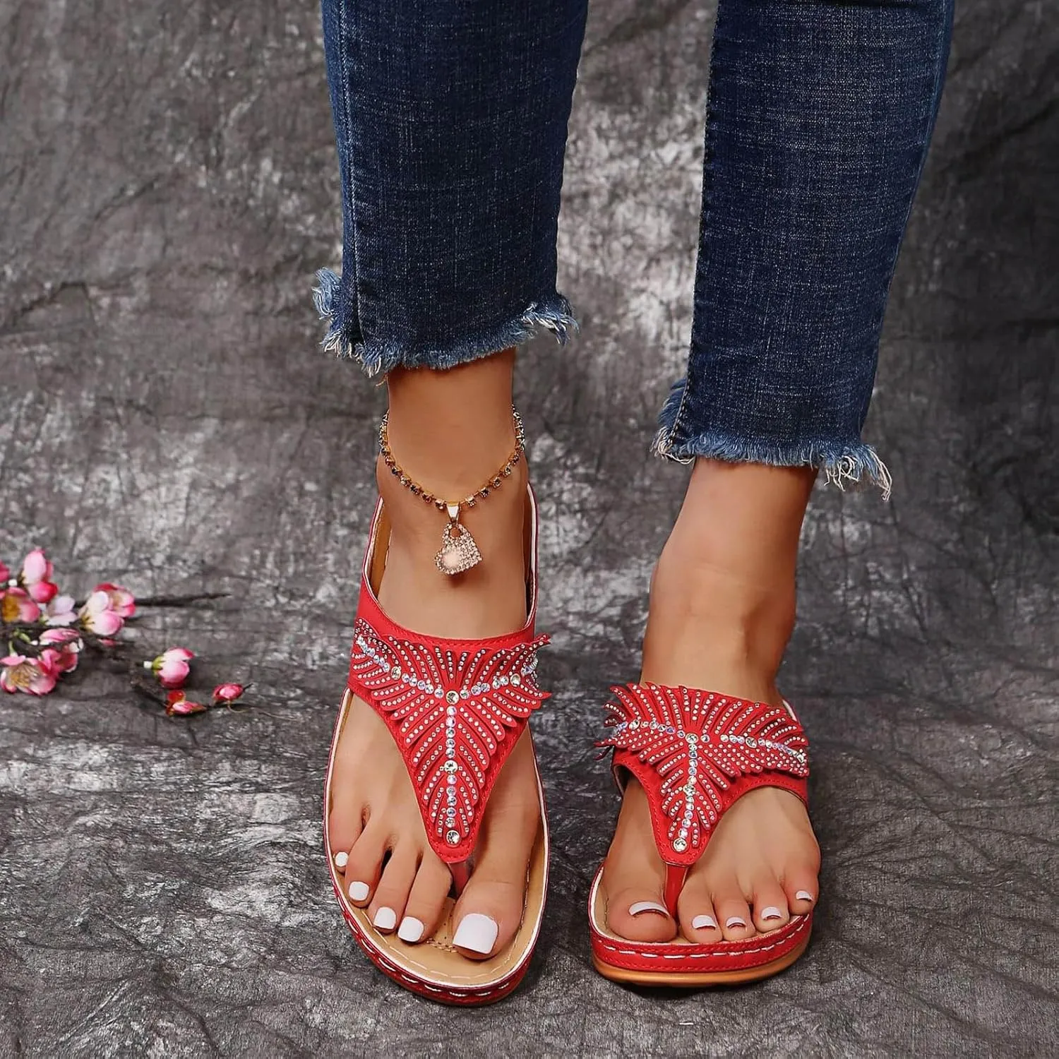 Sandals for Women 2025 Comfortable Summer Trendy Comfy Wedge Orthopedic Spring Shoes Womens Casual Walking Flip Flops