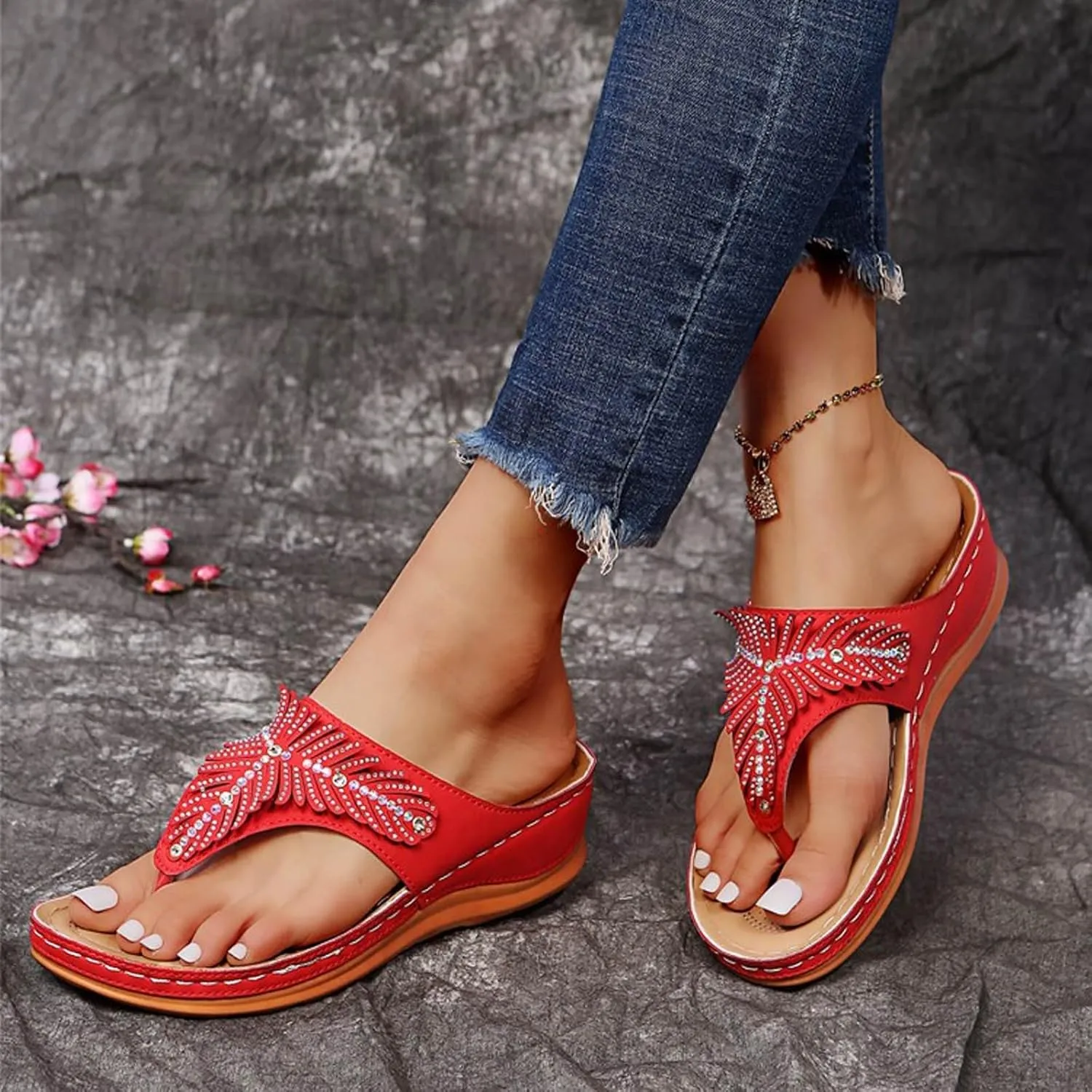 Sandals for Women 2025 Comfortable Summer Trendy Comfy Wedge Orthopedic Spring Shoes Womens Casual Walking Flip Flops