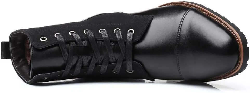 Santimon Mens Casual Leather Ankle Combat Chukka Boots Classic Cap Toe Waterproof Lace Up Work Oxfords Boots