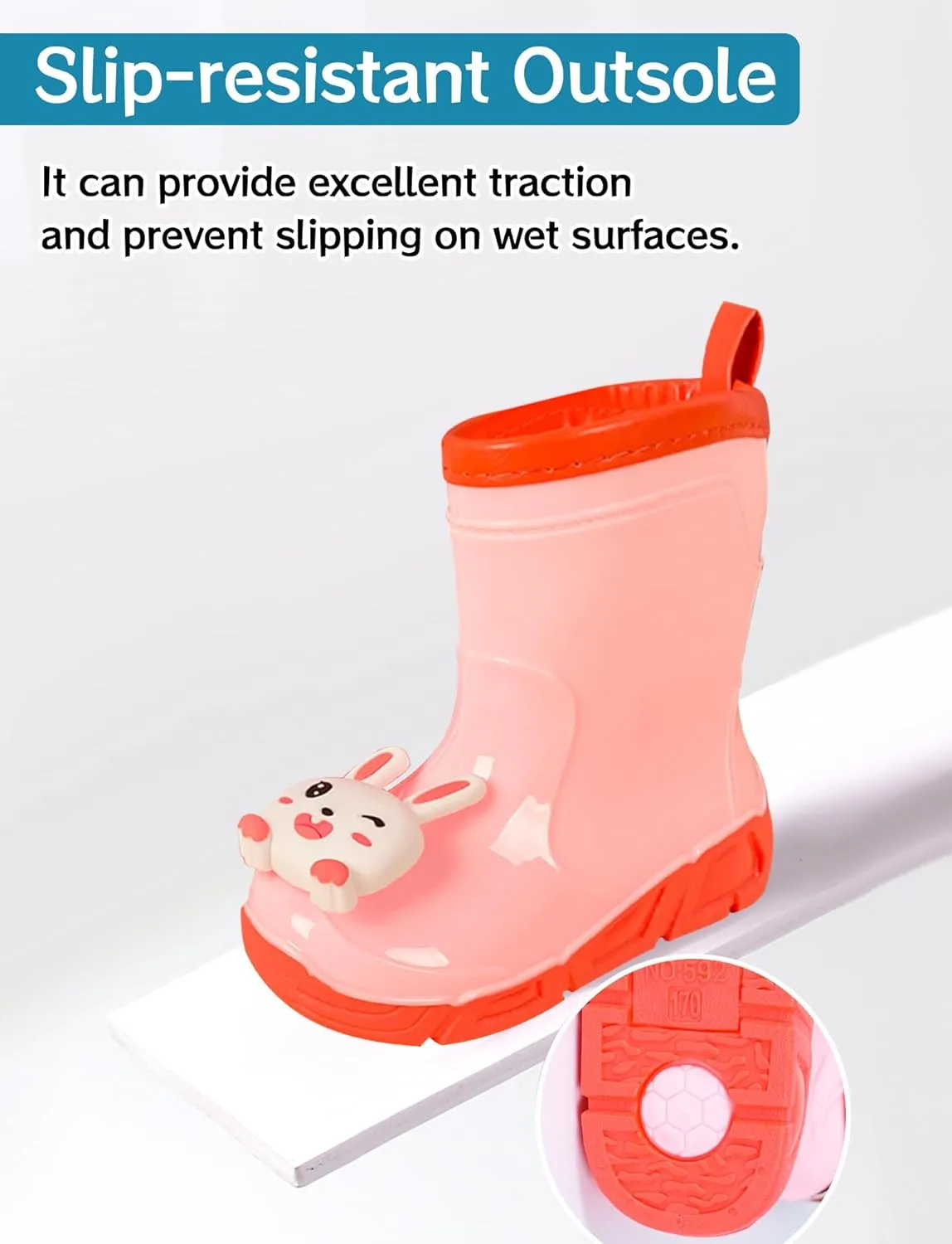 SEAUR Toddler Boys Girls Waterproof Rain Boots Child Soft Short Boots Water Shoes Easy-On Cozy Cute Animal Outdoor Rain Shoes