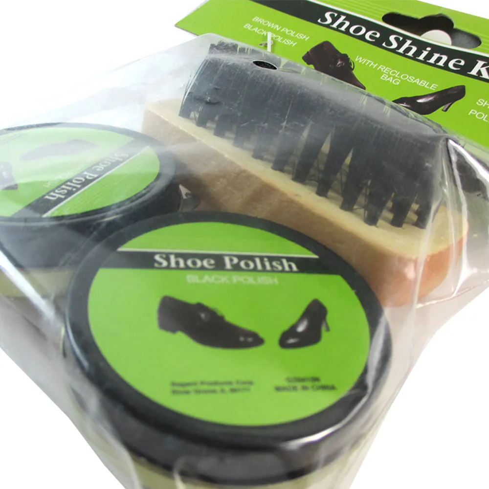 SHOE SHINE CARE KIT BLACK LEATHER DRESS SHOES POLISHING SET KIWI DELUXE MILITARY