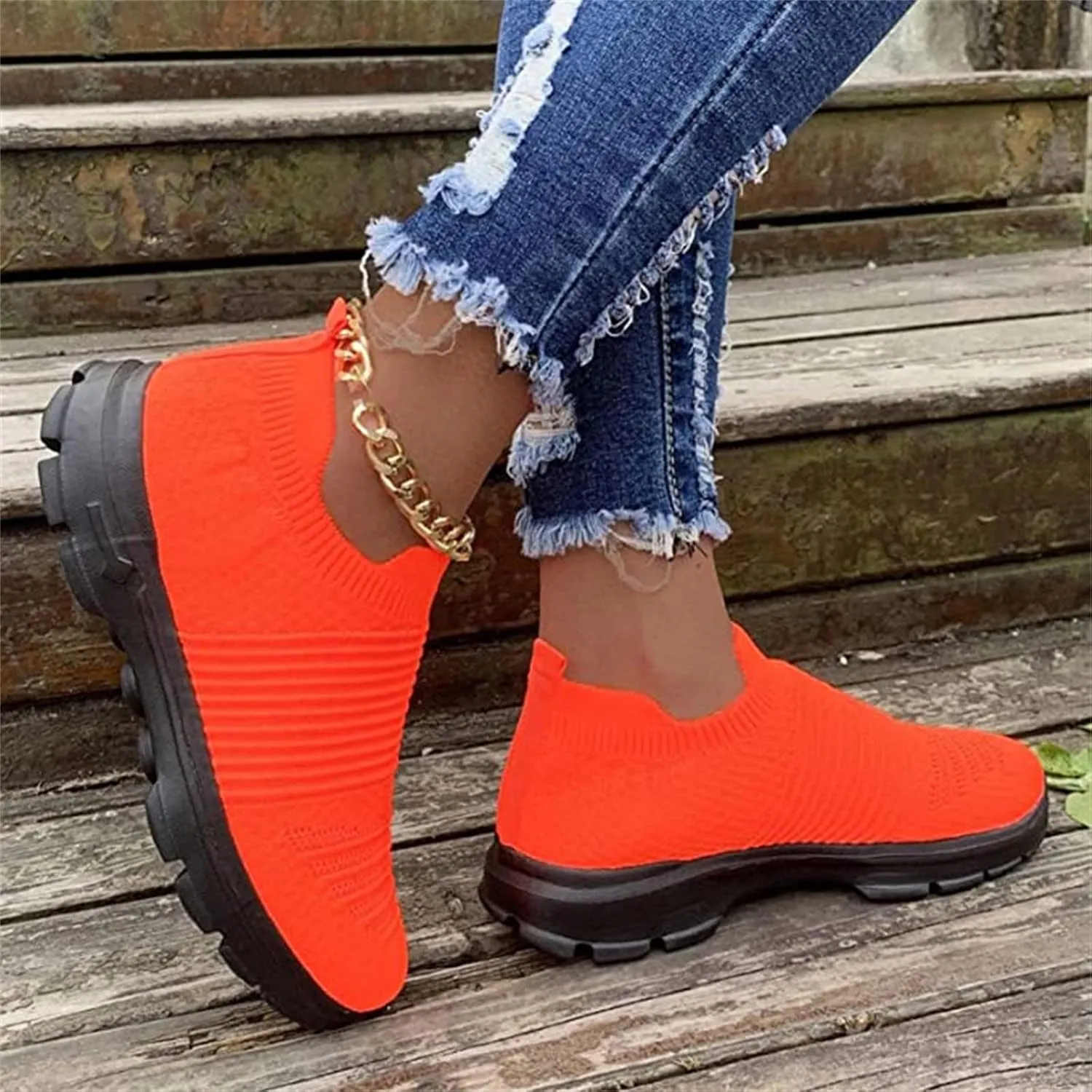 Shoes For Women Trendy Sneakers Slip On Running Shoes Lightweight Tennis Shoes Non Slip Fashion Breathable Gym Workout Shoes