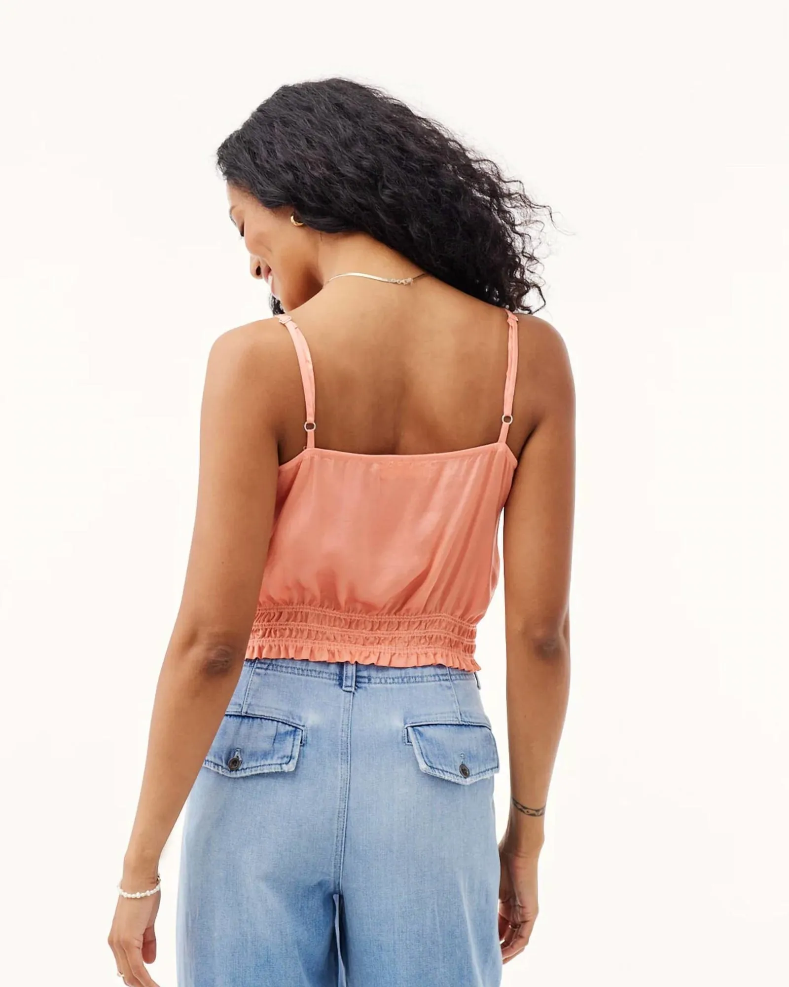 Smocked Waist Cami in Sunlit Coral | Sunlit Coral