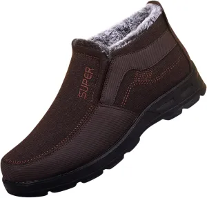 Snow Boots for Men Warm Faux Furry Lined Footwear Waterproof Outdoor Lightweight Winter Boots Slip on Ankle Booties Non-slip Hiking Boot Trekking Boots