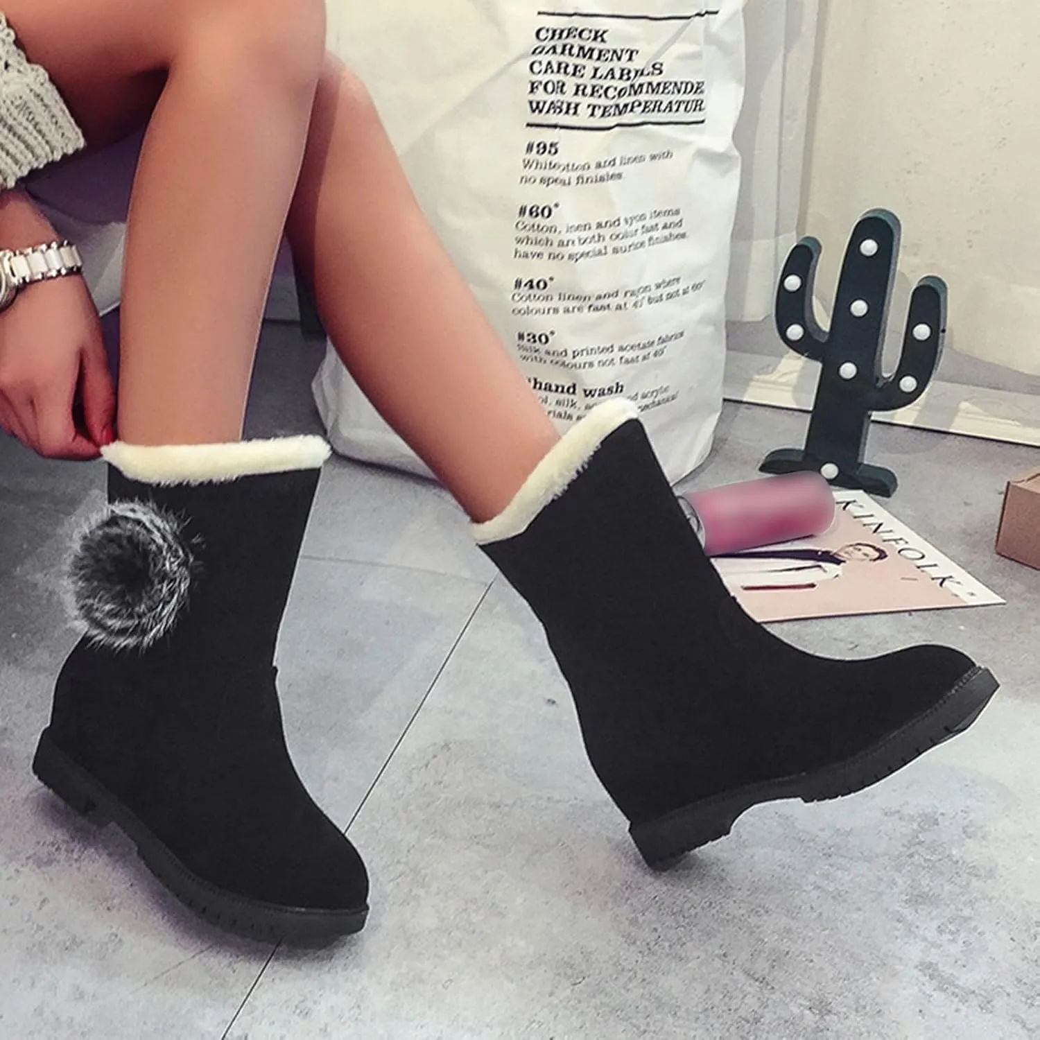 Snow Boots for Women Cute Snow Boots for Women 8.5 Wide Extra Wide Winter Boots for Women Women Waterproof Boots for Work Womens Winter Ankle Boots No Heel