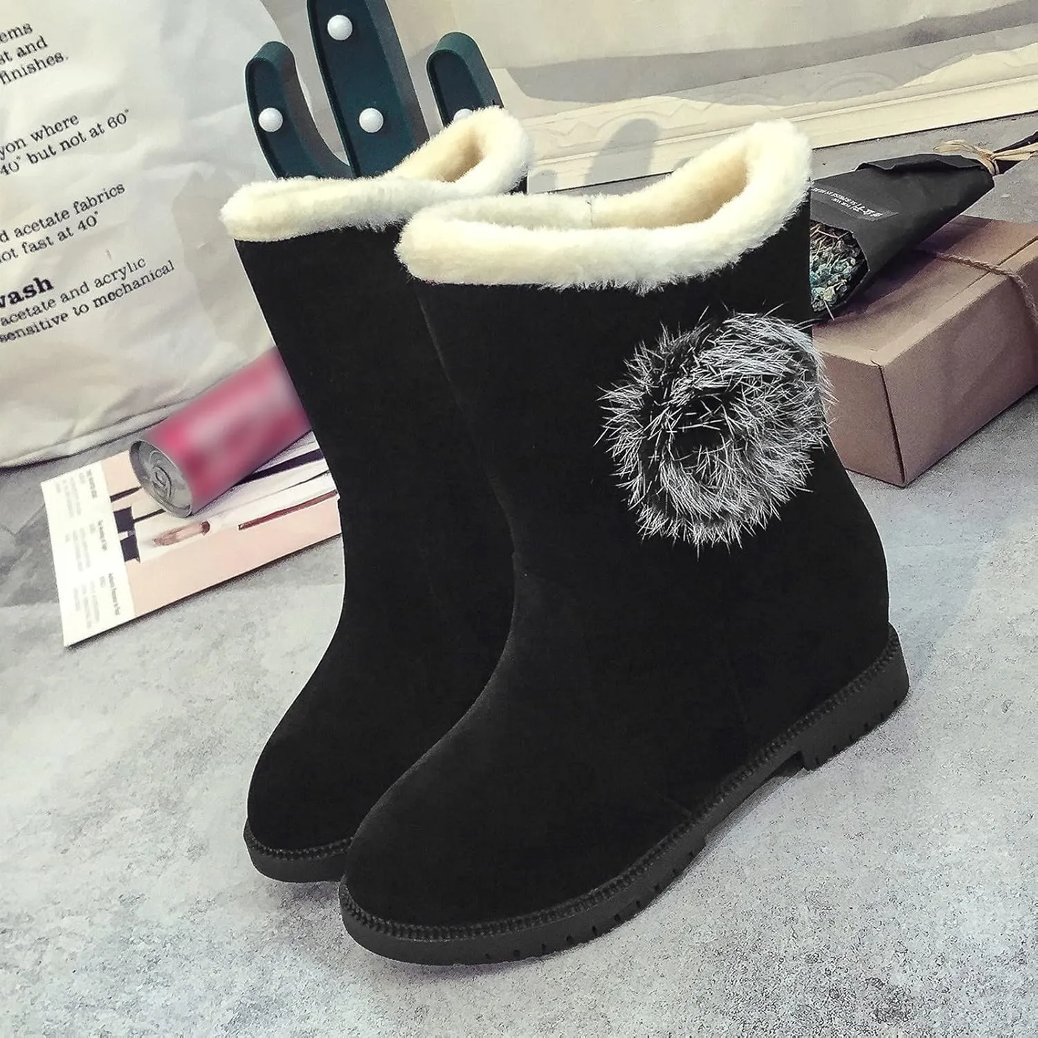 Snow Boots for Women Cute Snow Boots for Women 8.5 Wide Extra Wide Winter Boots for Women Women Waterproof Boots for Work Womens Winter Ankle Boots No Heel