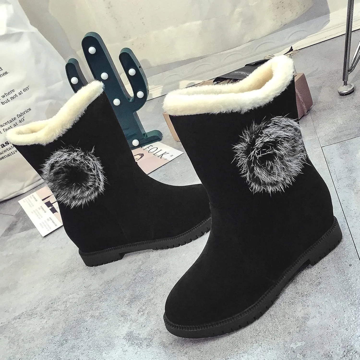 Snow Boots for Women Cute Snow Boots for Women 8.5 Wide Extra Wide Winter Boots for Women Women Waterproof Boots for Work Womens Winter Ankle Boots No Heel