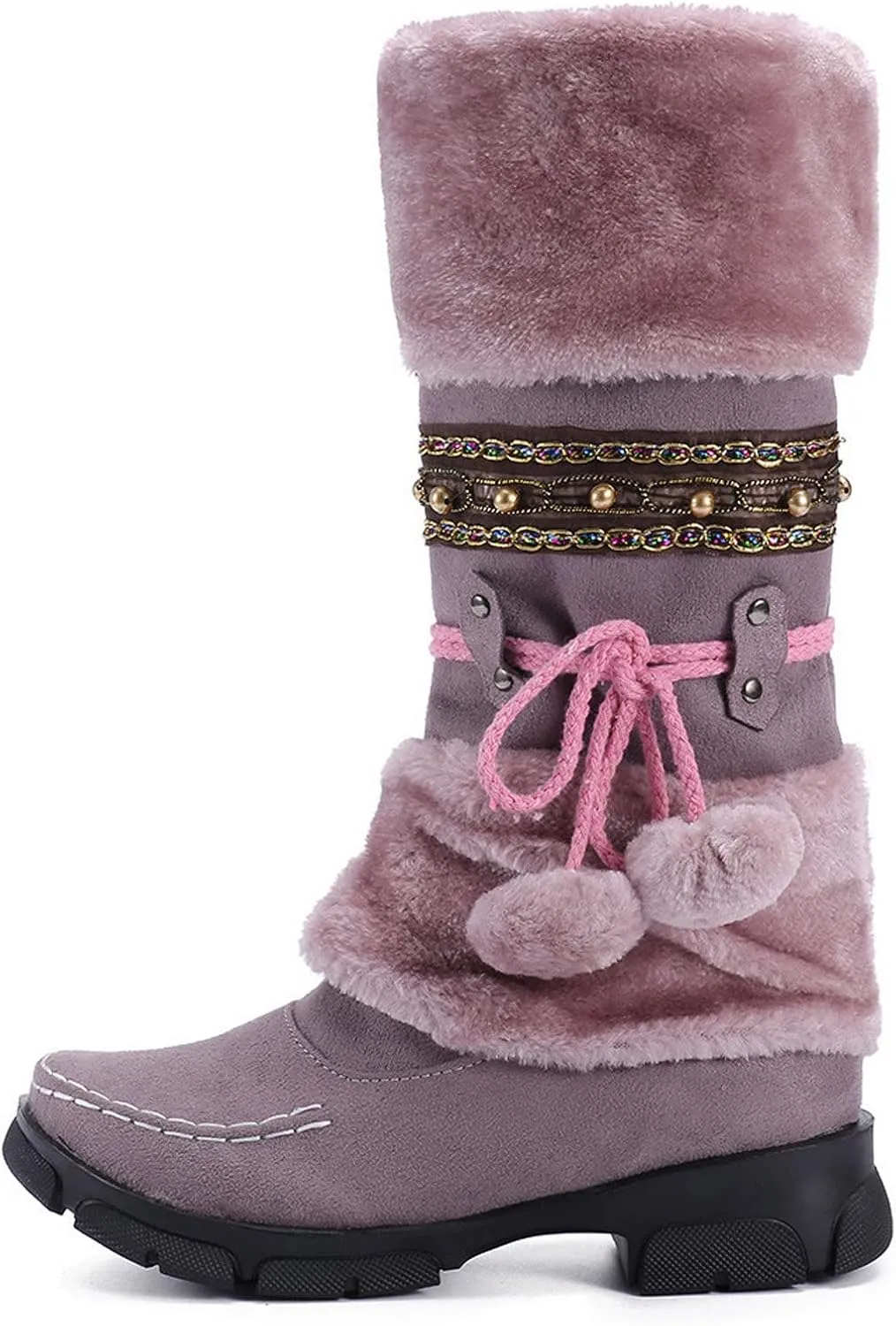 Snow Boots for Women Cute White Womens Boots Winter Ankle Womens Winter Boots Size 8 Wide Black Winter Heavy Thermal Warm Wool Boots Socks Women Womens Waterproof Winter Sneaker Boots
