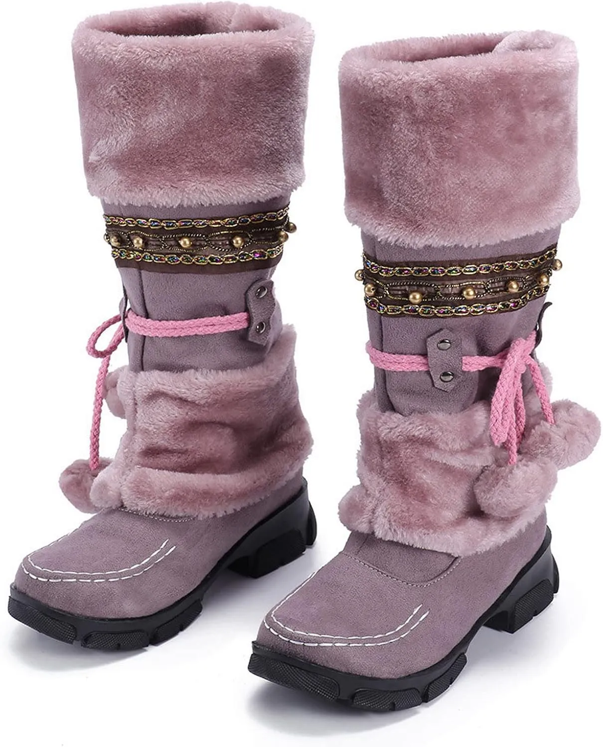 Snow Boots for Women Cute White Womens Boots Winter Ankle Womens Winter Boots Size 8 Wide Black Winter Heavy Thermal Warm Wool Boots Socks Women Womens Waterproof Winter Sneaker Boots