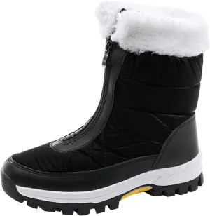 Snow Boots for Women Wide Calf Womens Winter Boots Size 12 Wide Calf Ladies Waterproof Snow Boots with Heels Brown Winter Boots for Women Leather Botas De Frio Para Mujer Bajita