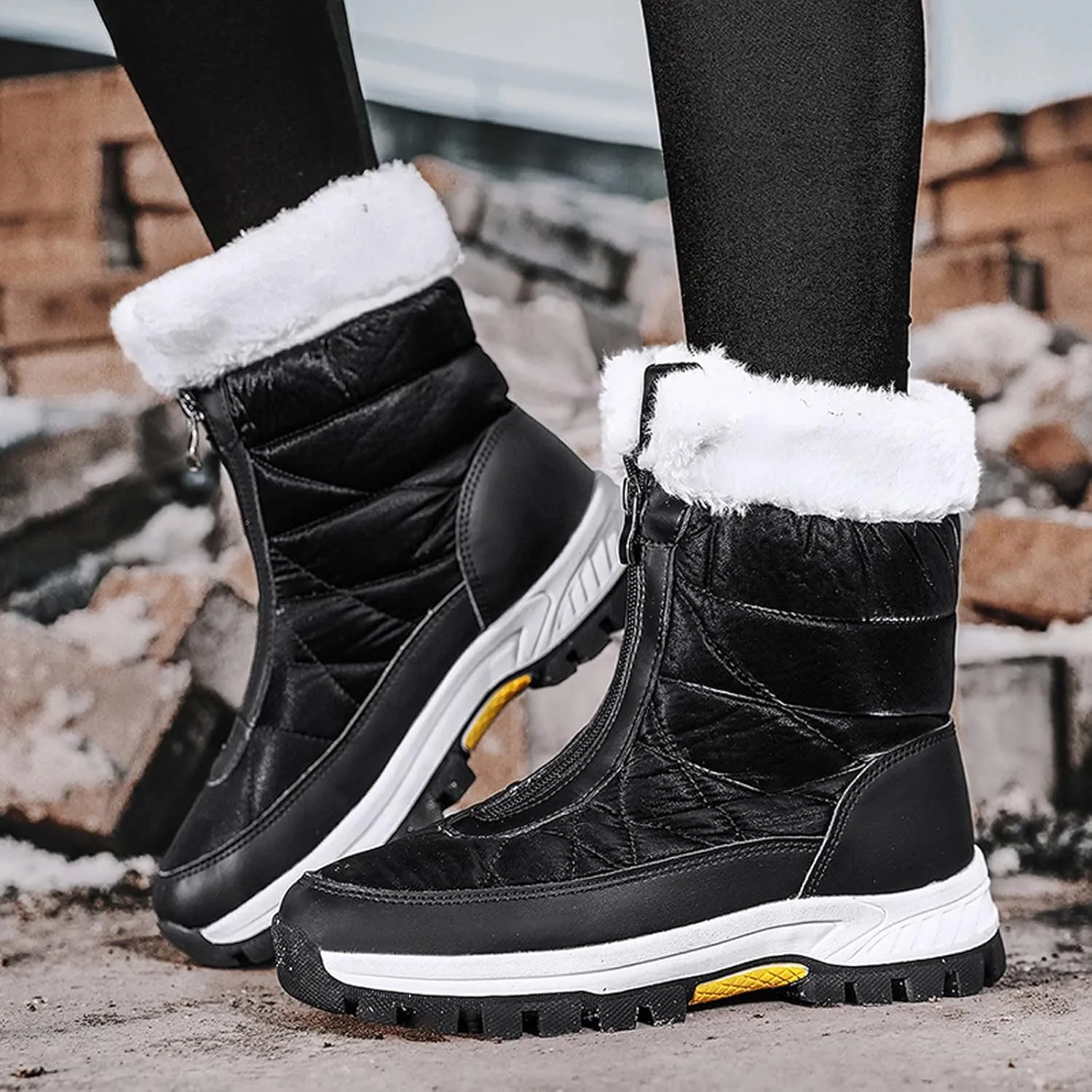 Snow Boots for Women Wide Calf Womens Winter Boots Size 12 Wide Calf Ladies Waterproof Snow Boots with Heels Brown Winter Boots for Women Leather Botas De Frio Para Mujer Bajita