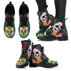 SUGAR SKULL ROSE BOOTS - FREE WORLDWIDE SHIPPING