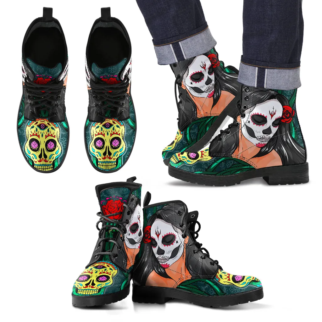 SUGAR SKULL ROSE BOOTS - FREE WORLDWIDE SHIPPING