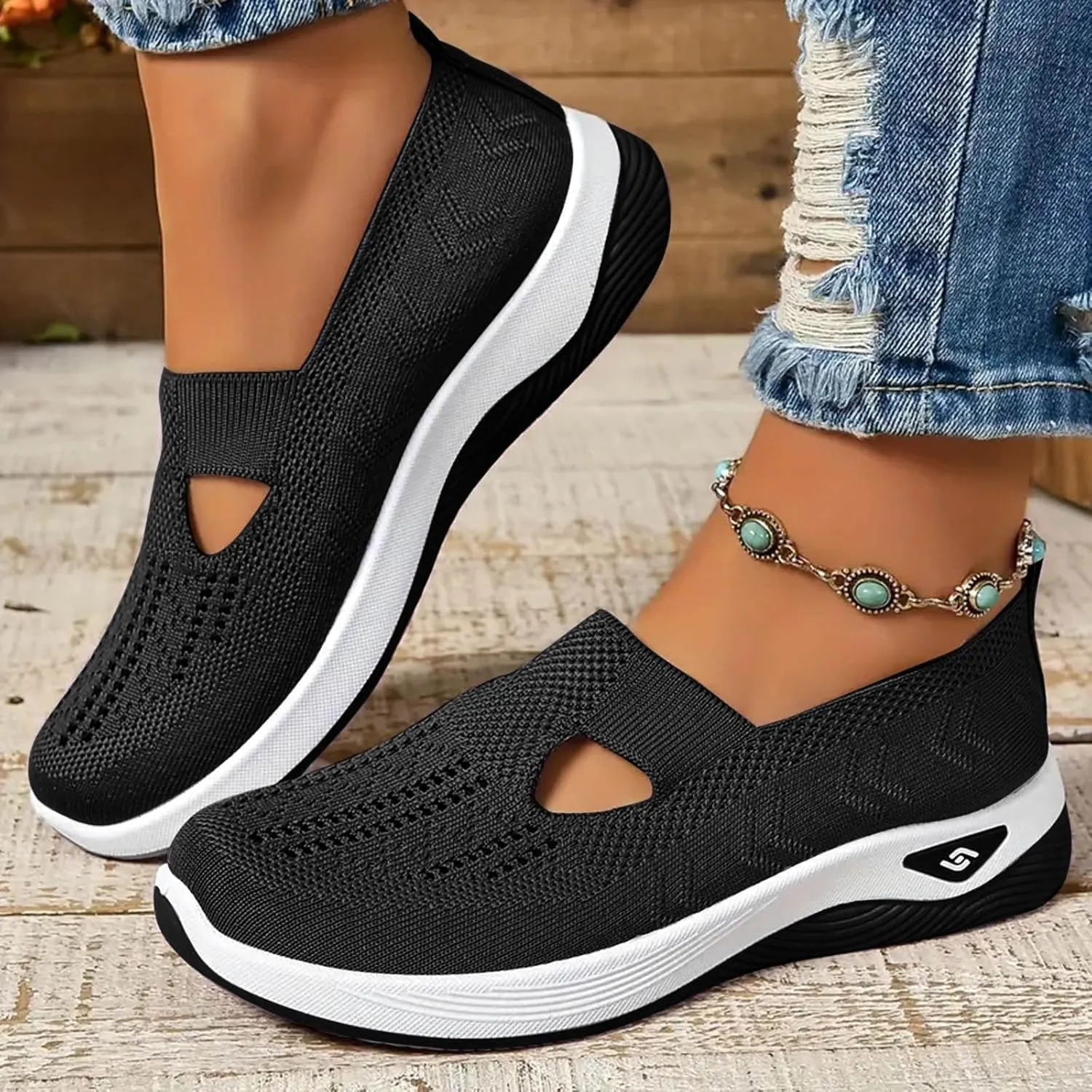Summer Sandals for Women 2025 Dressy Orthopedic Walking Shoes Womens Woven Orthotic Breathable Walking Sneaker Non-Slip Arch Support Slip on Shoe