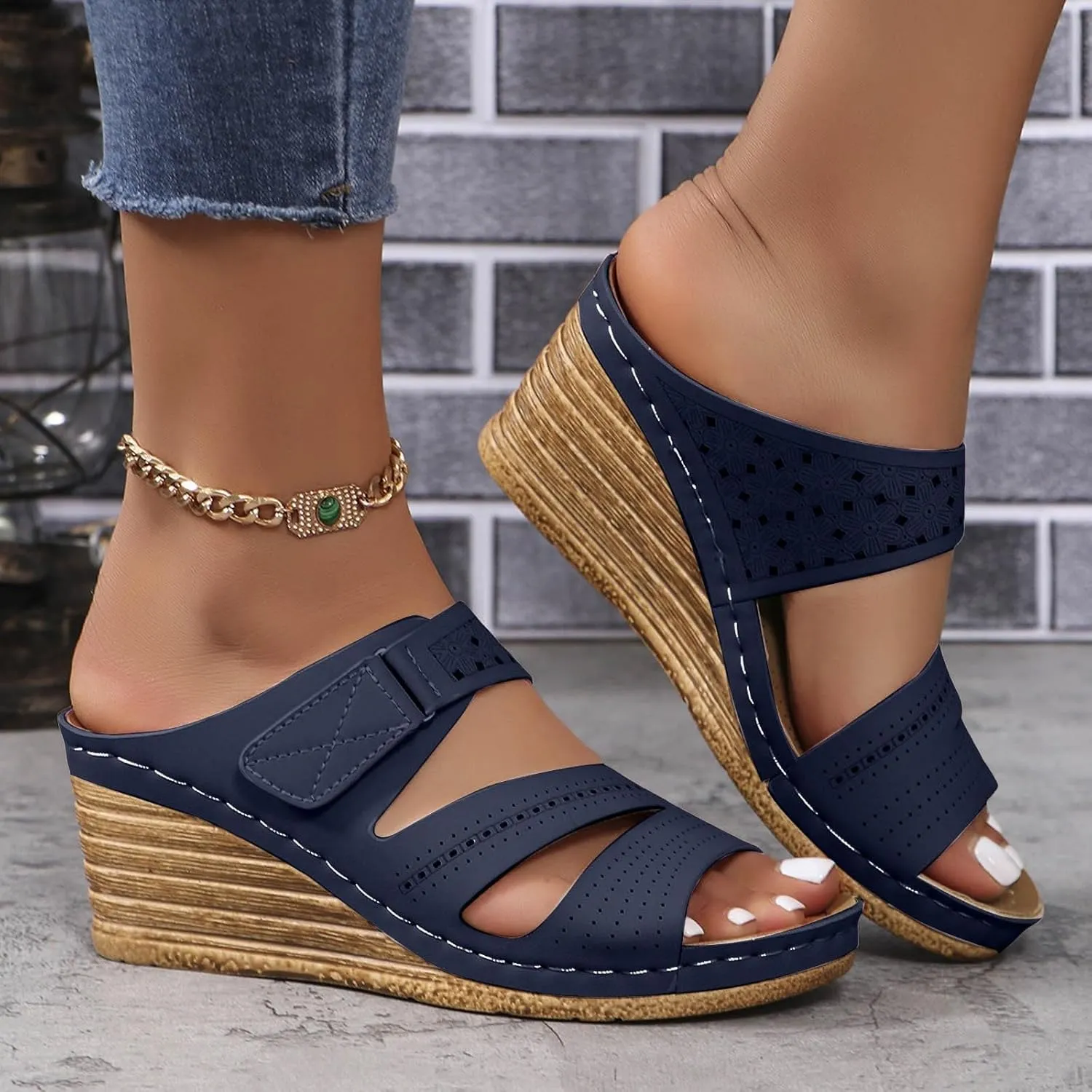 Summer Sandals for Women 2025 Women Fashion Platform Wedges Sandal Casual Comfortable Mid Heels Open Toe Espadrilles Sandals Dressy Slip on Shoes for Vacation