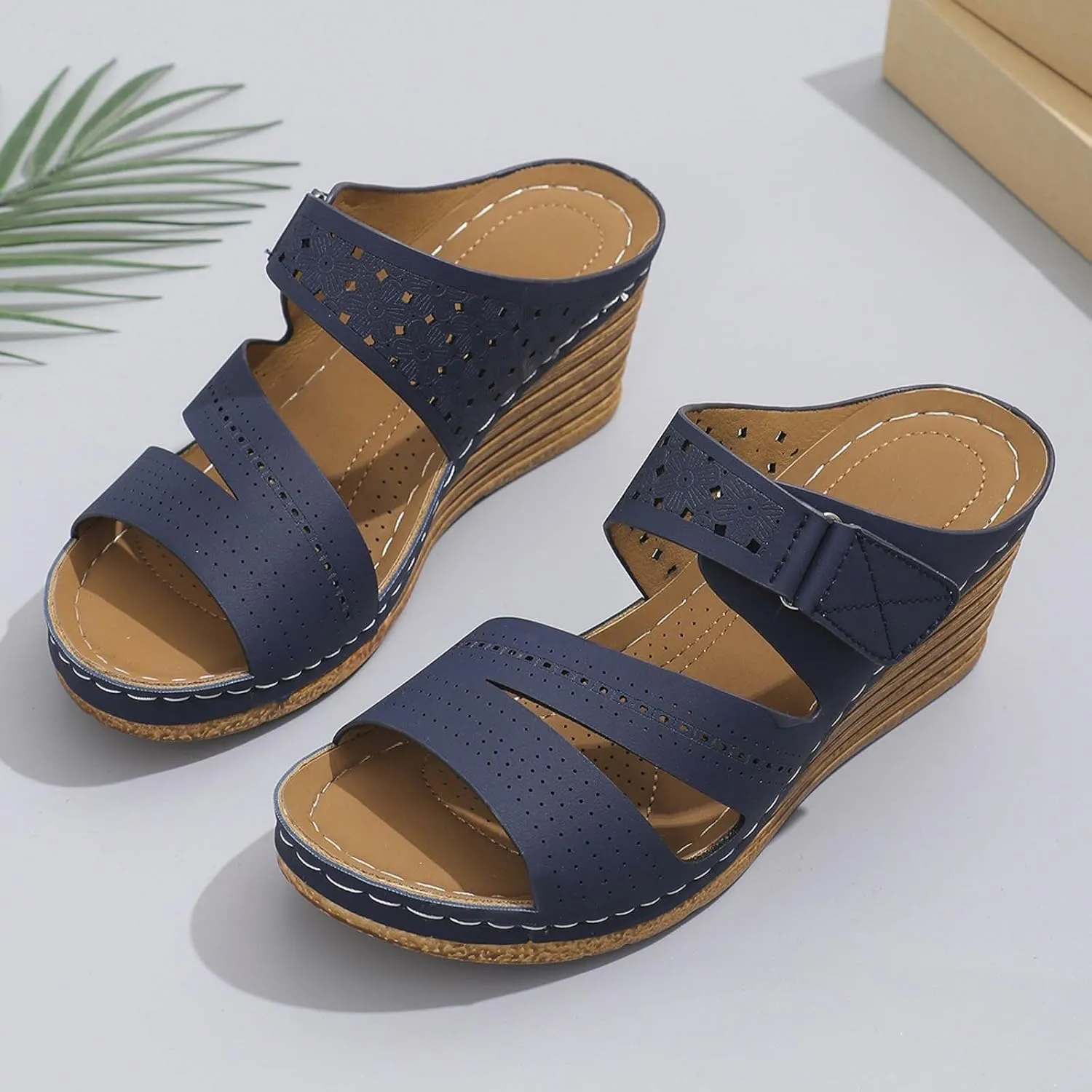 Summer Sandals for Women 2025 Women Fashion Platform Wedges Sandal Casual Comfortable Mid Heels Open Toe Espadrilles Sandals Dressy Slip on Shoes for Vacation