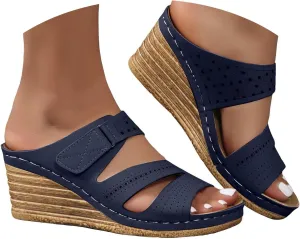 Summer Sandals for Women 2025 Women Fashion Platform Wedges Sandal Casual Comfortable Mid Heels Open Toe Espadrilles Sandals Dressy Slip on Shoes for Vacation