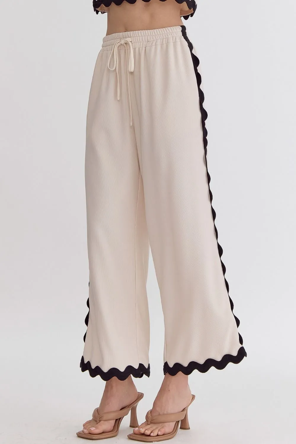 Swept Away Ecru Textured Pants