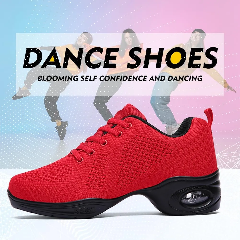 TINRYMX Women's Jazz Shoes Lace-up Sneakers Breathable Air Cushion Split Sole Athletic Walking Dance Shoes,Model-XL1902