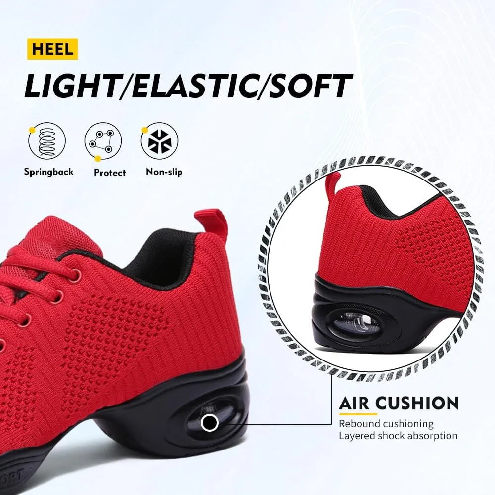 TINRYMX Women's Jazz Shoes Lace-up Sneakers Breathable Air Cushion Split Sole Athletic Walking Dance Shoes,Model-XL1902