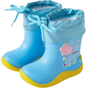 Toddler Rain Boots Kids Boys Girls Cute Cartoon Animals Waterproof Winter Summer Rainy Outdoor Anti-Slip Water Shoes