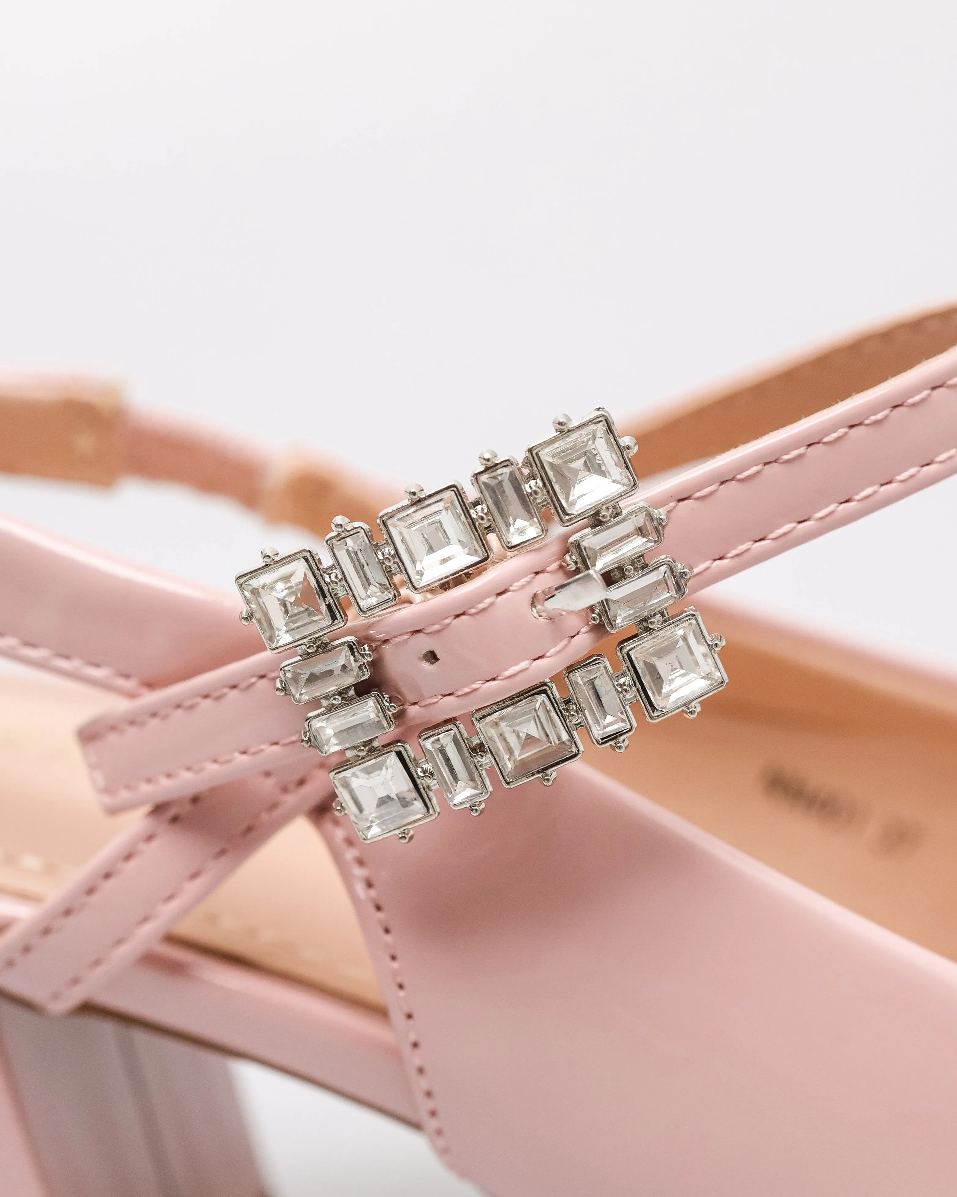 Tomaz NN401 Ladies Crystal Buckle Slingback Block Heels