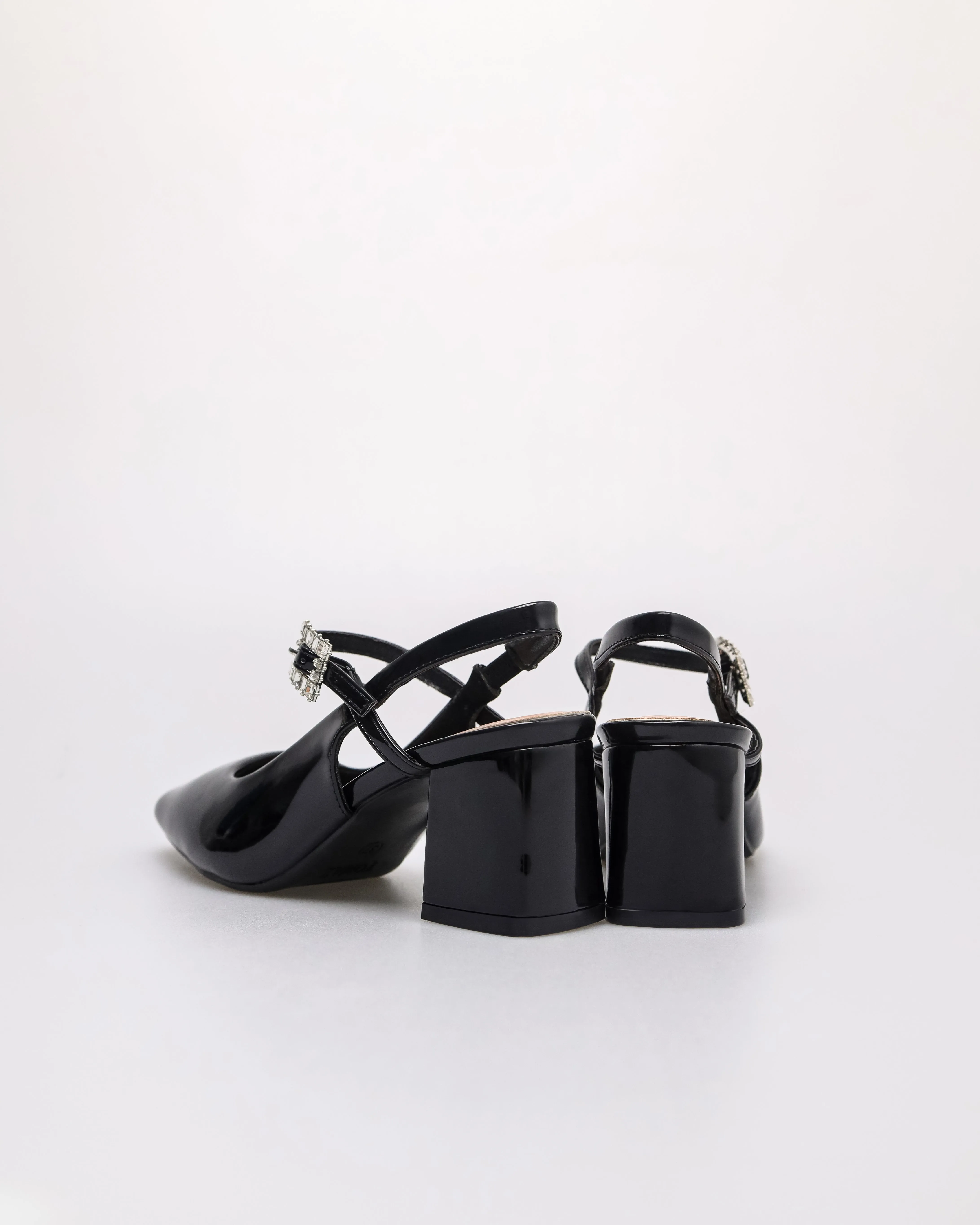 Tomaz NN401 Ladies Crystal Buckle Slingback Block Heels