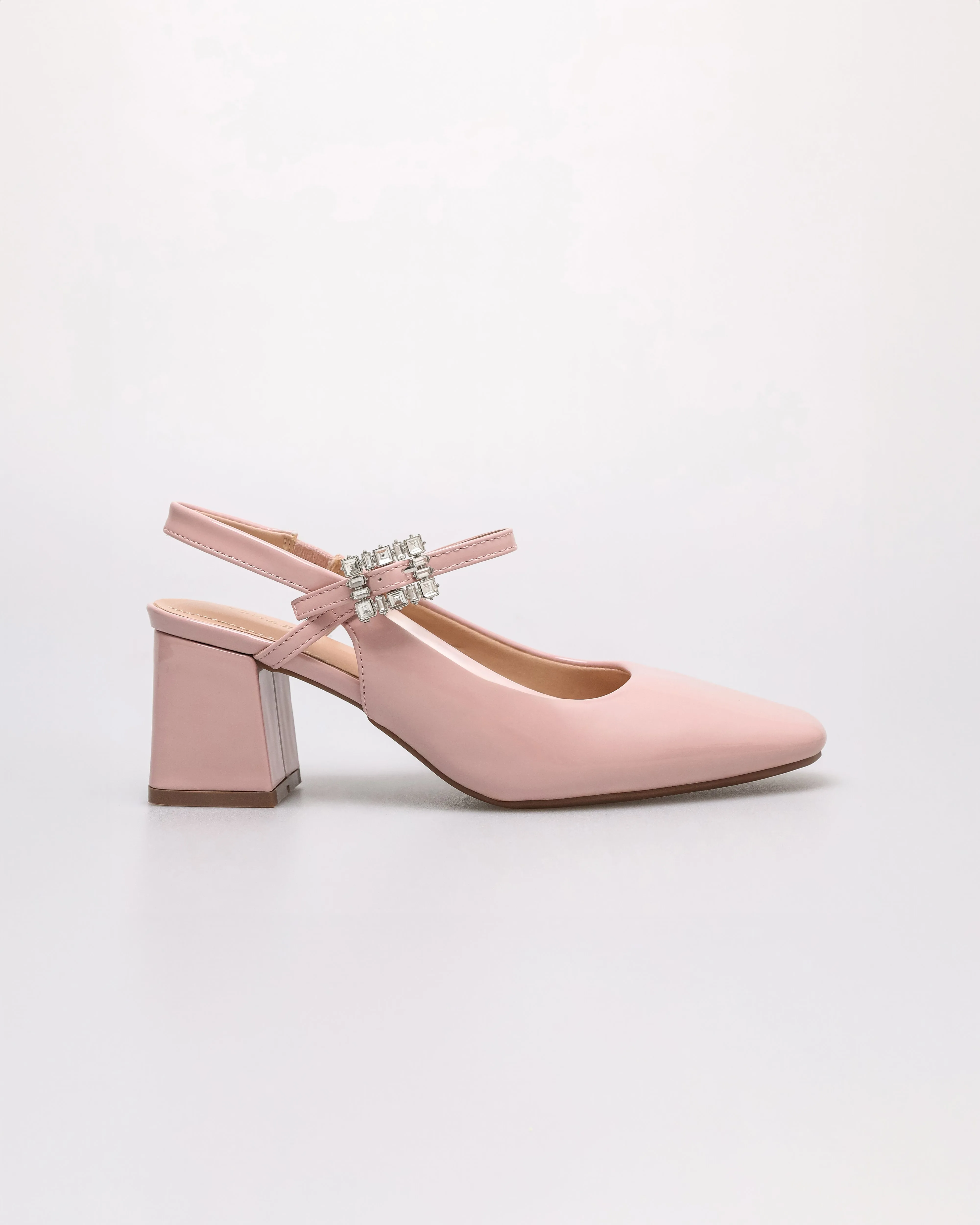 Tomaz NN401 Ladies Crystal Buckle Slingback Block Heels