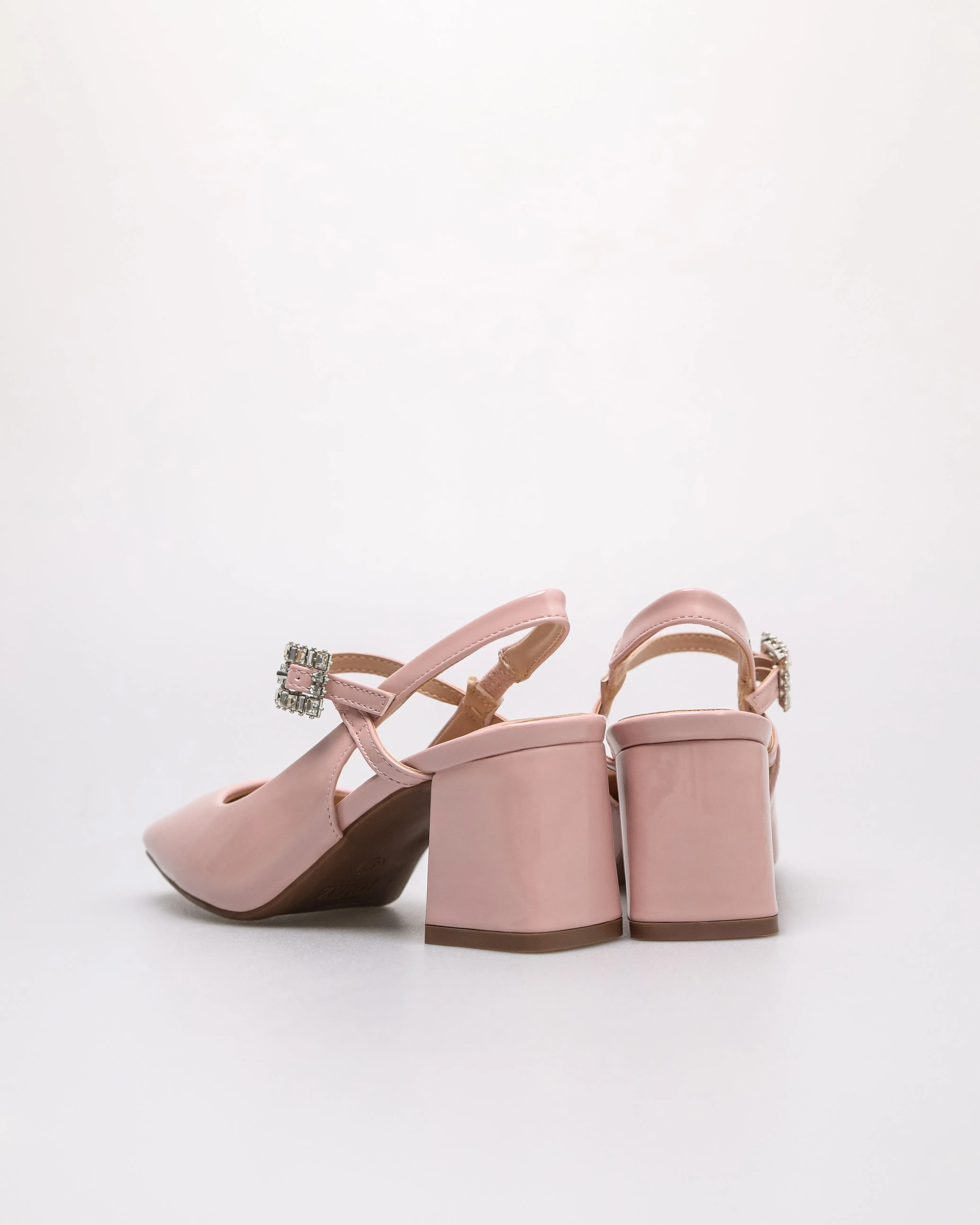 Tomaz NN401 Ladies Crystal Buckle Slingback Block Heels