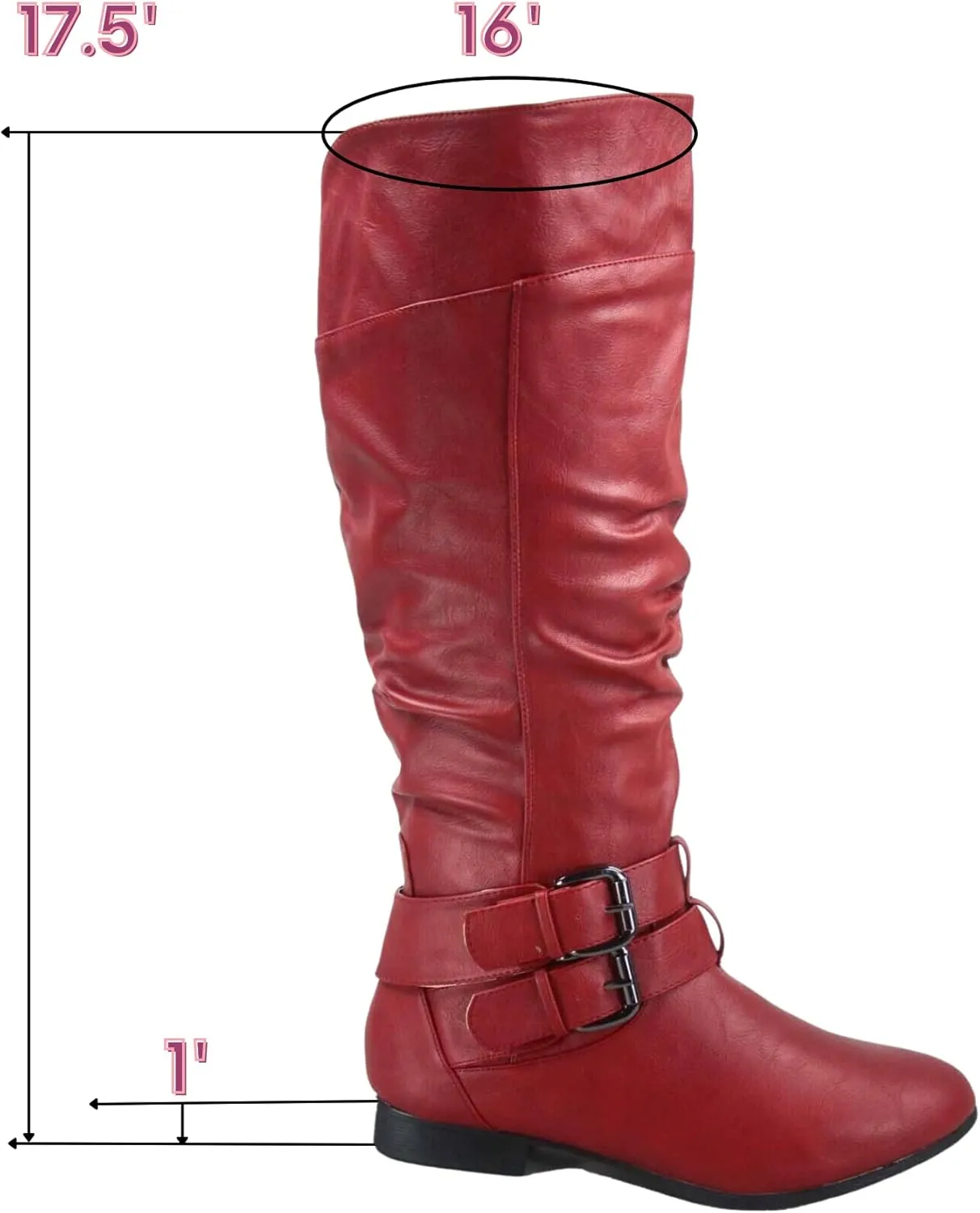 TOP Moda Womens Coco-20 Knee High Round Toe Buckle Slouched Riding Flat Boots