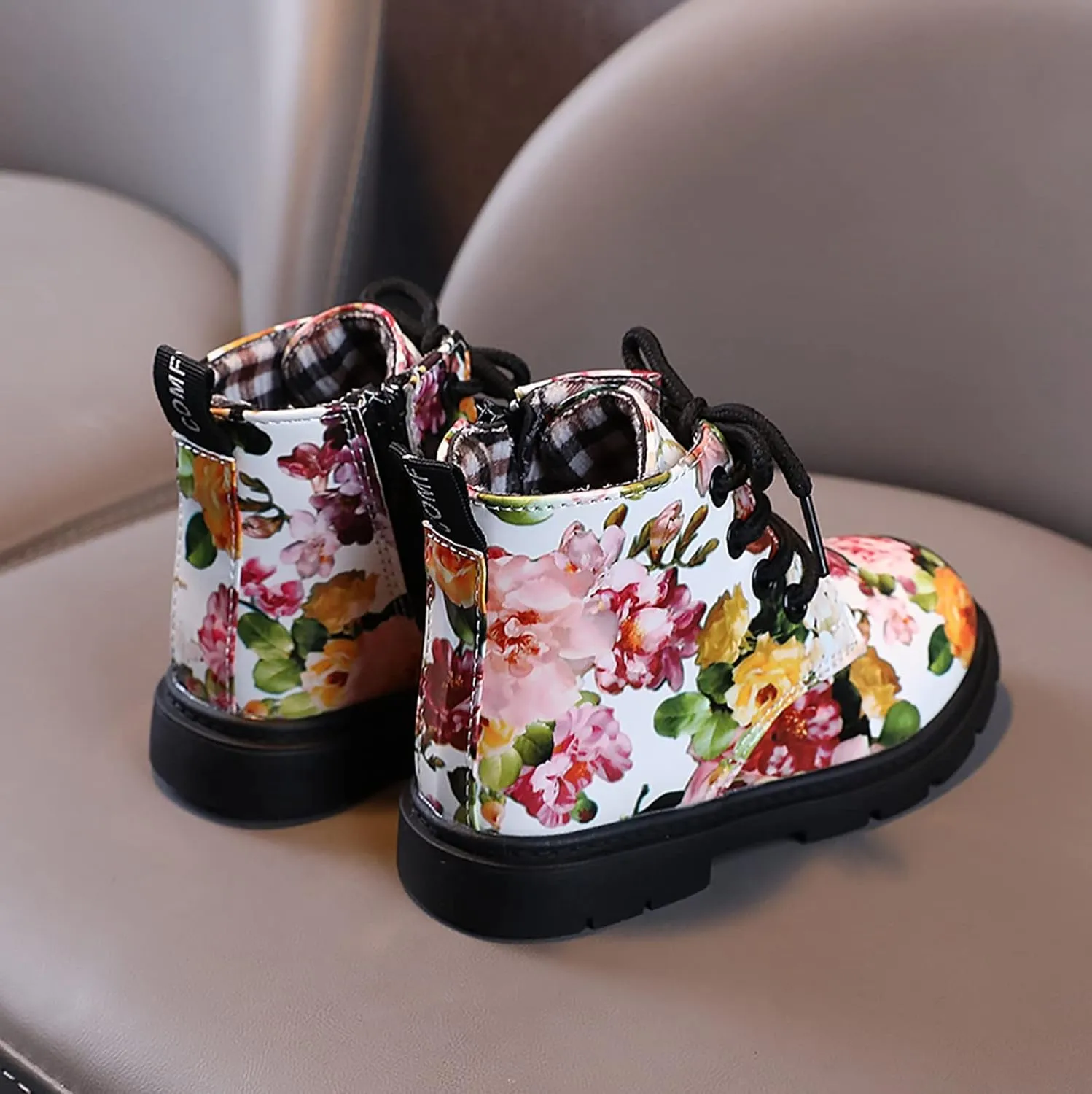 Unisex-Child Elastic Ankle Boots Kids Round Toe Chunky Low Heel Slip On Cute Lace Up Dress Booties Winter Shoes (A, 3-3.5 Years Toddler)