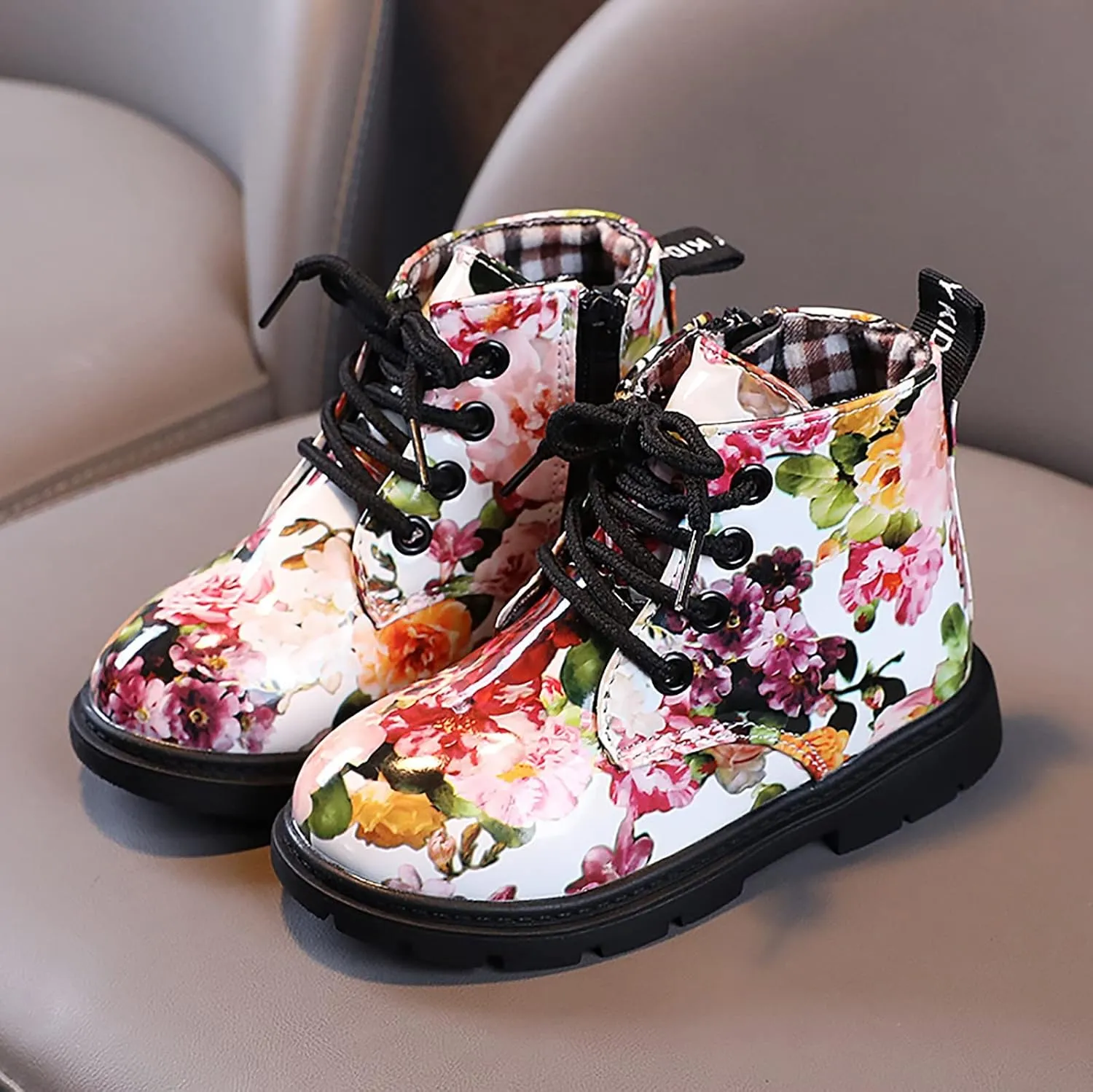 Unisex-Child Elastic Ankle Boots Kids Round Toe Chunky Low Heel Slip On Cute Lace Up Dress Booties Winter Shoes (A, 3-3.5 Years Toddler)