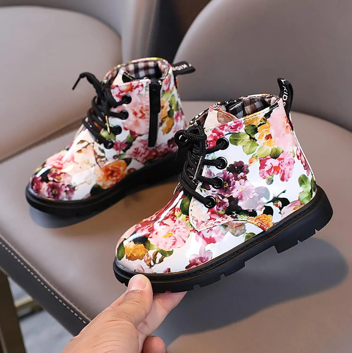 Unisex-Child Elastic Ankle Boots Kids Round Toe Chunky Low Heel Slip On Cute Lace Up Dress Booties Winter Shoes (A, 3-3.5 Years Toddler)