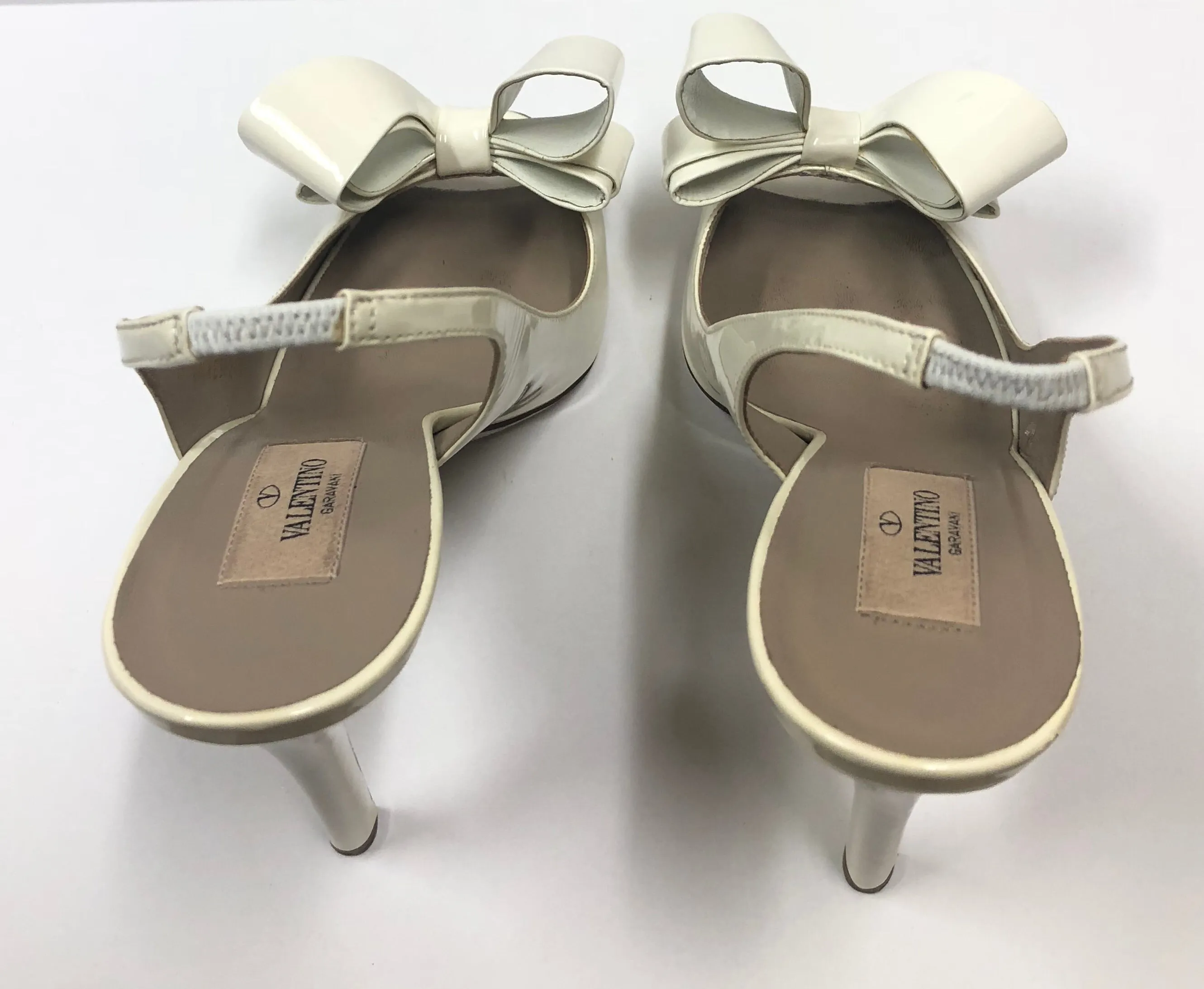 VALENTINO BOW PATENT LEATHER SLINGBACK PEEP TOE SIZE 40