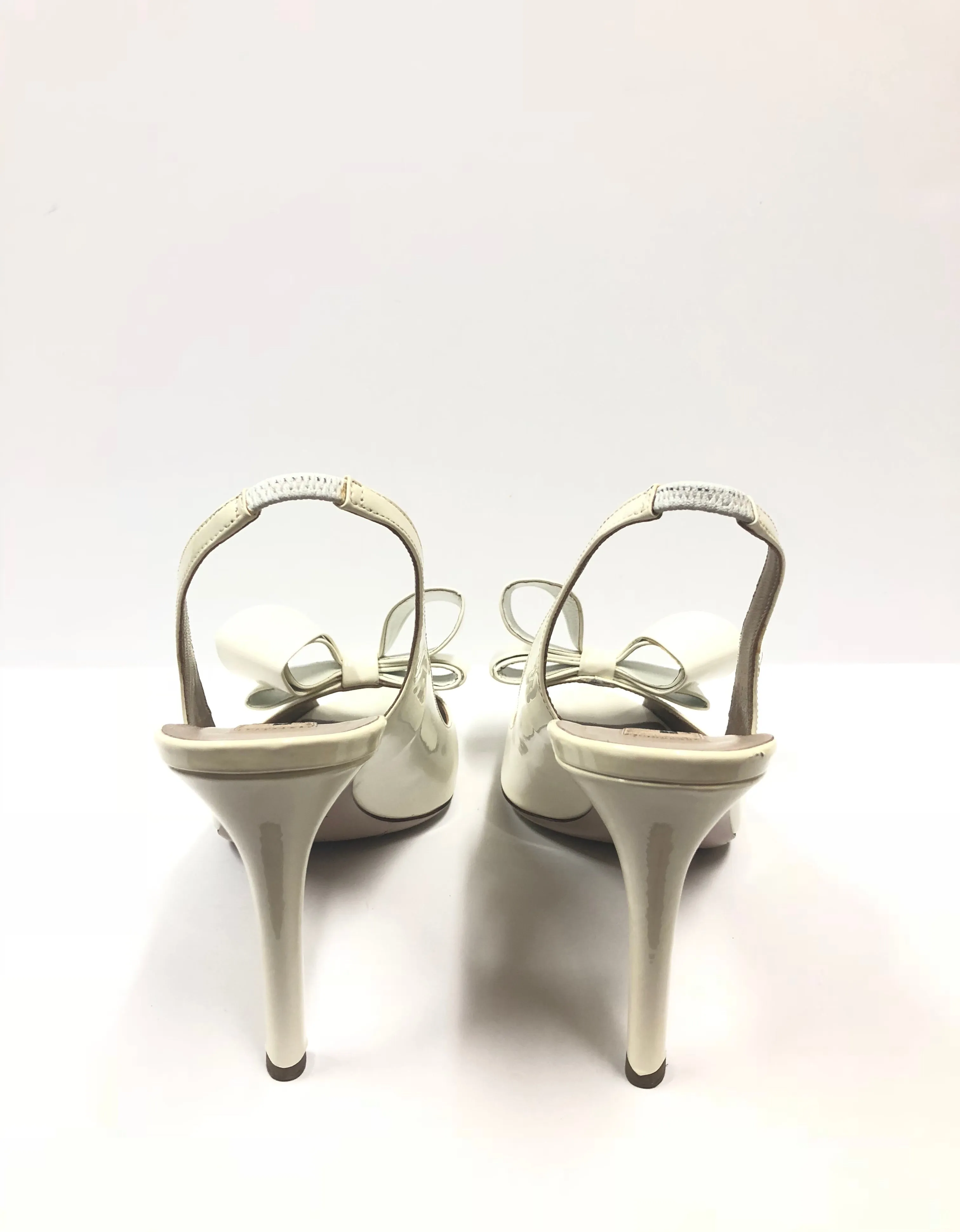 VALENTINO BOW PATENT LEATHER SLINGBACK PEEP TOE SIZE 40
