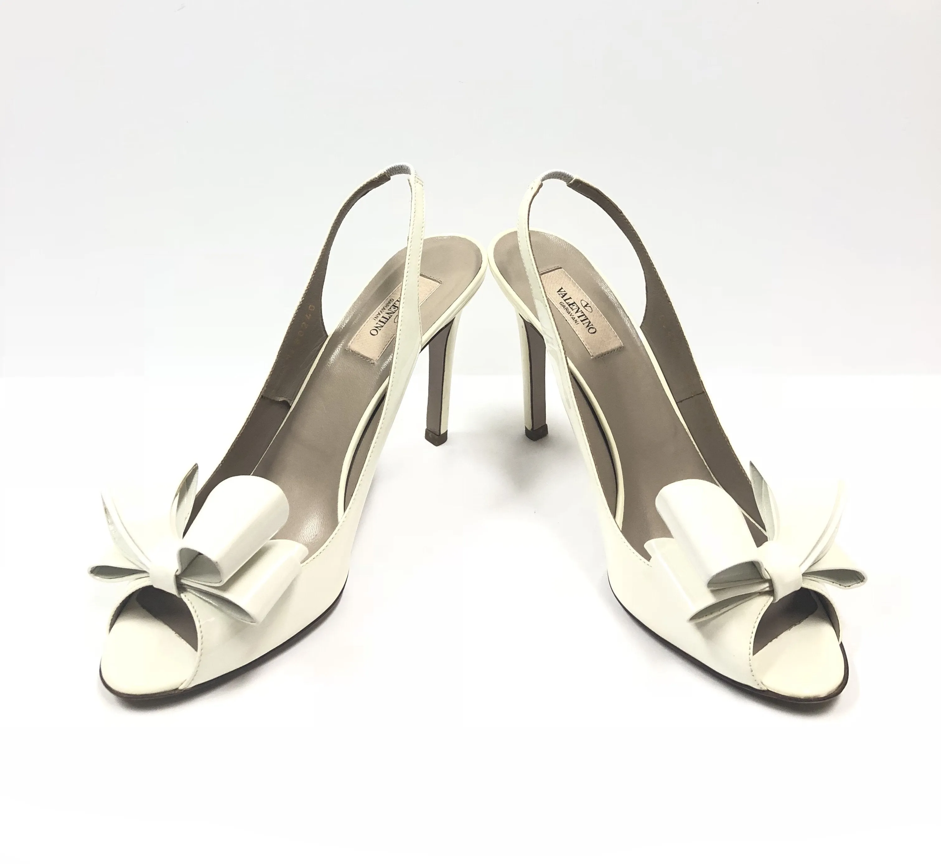 VALENTINO BOW PATENT LEATHER SLINGBACK PEEP TOE SIZE 40