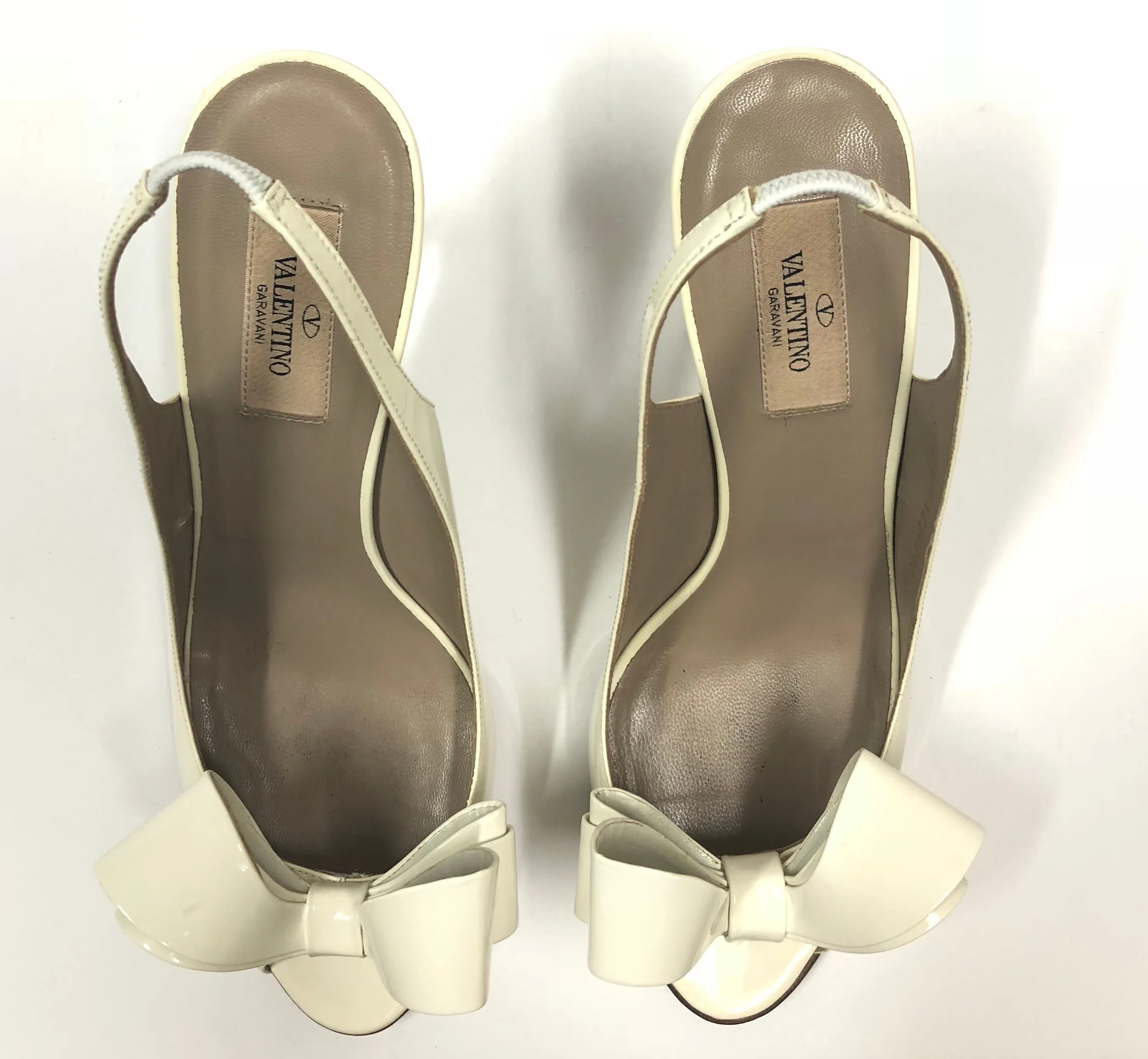 VALENTINO BOW PATENT LEATHER SLINGBACK PEEP TOE SIZE 40