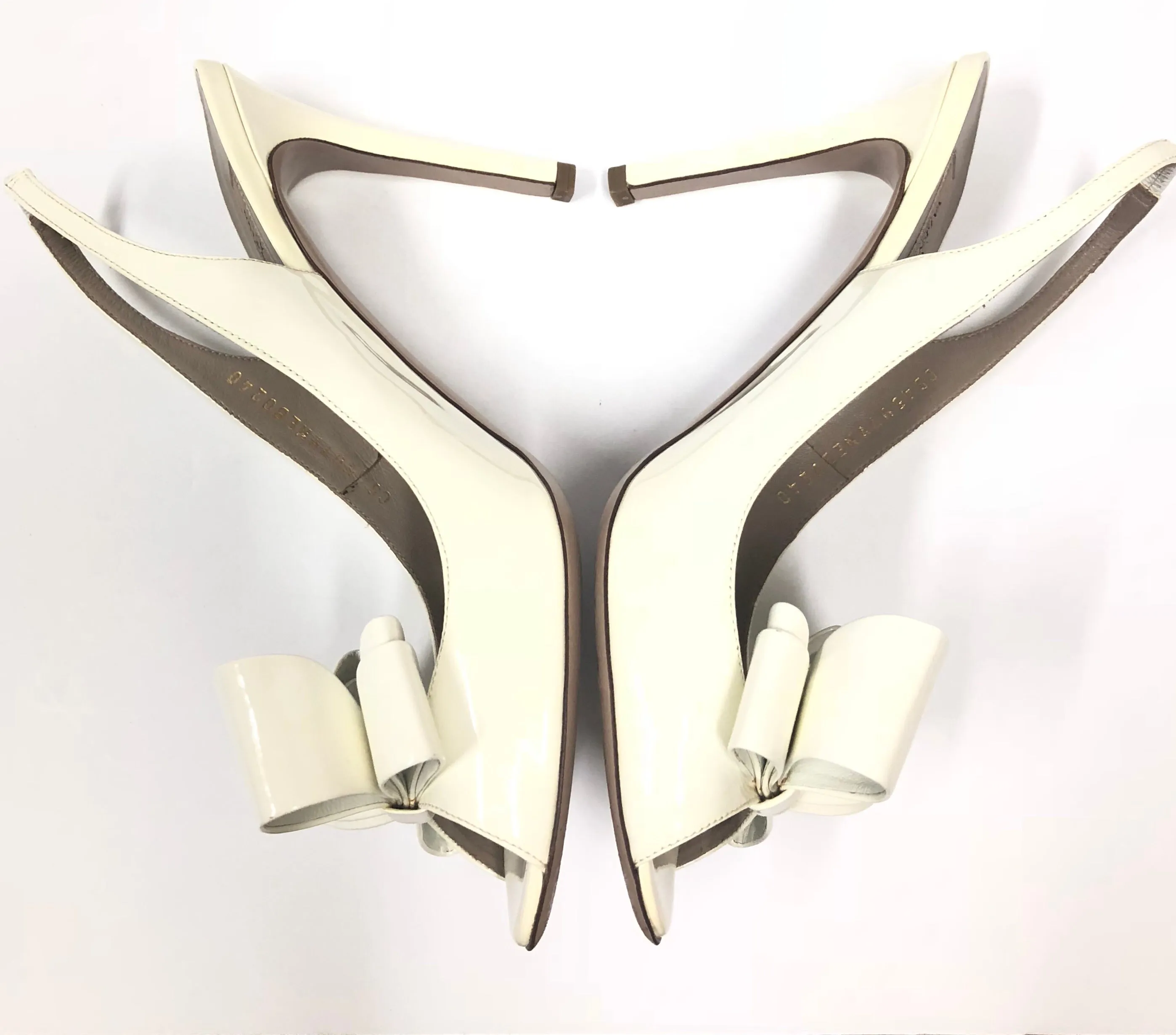 VALENTINO BOW PATENT LEATHER SLINGBACK PEEP TOE SIZE 40