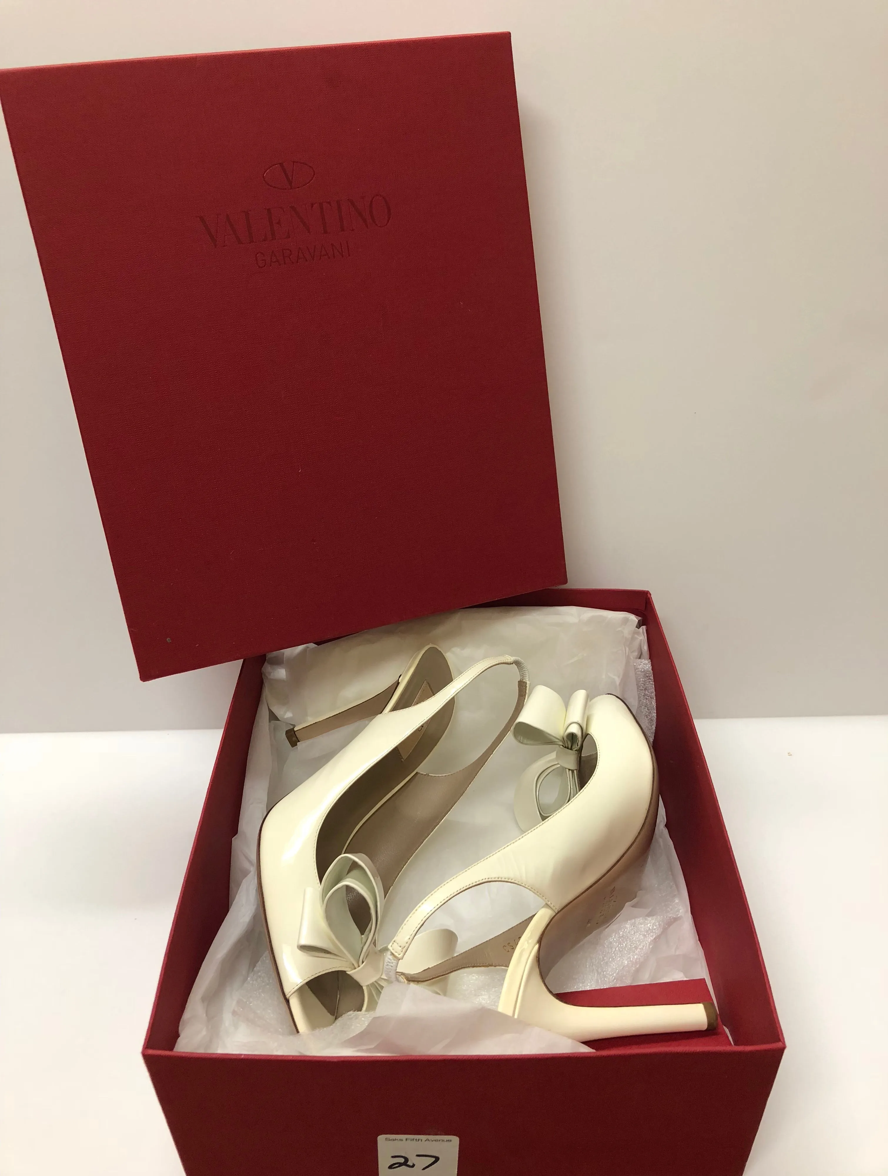 VALENTINO BOW PATENT LEATHER SLINGBACK PEEP TOE SIZE 40