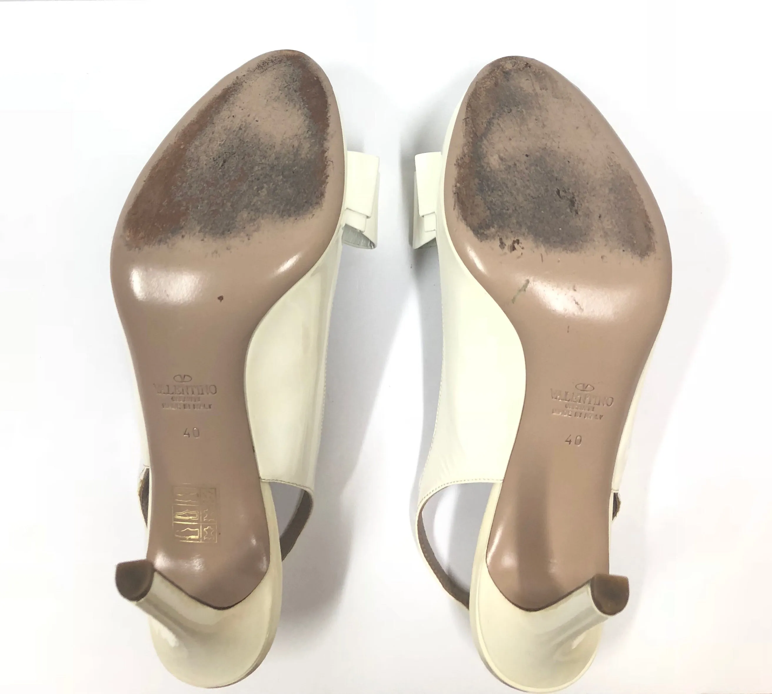 VALENTINO BOW PATENT LEATHER SLINGBACK PEEP TOE SIZE 40