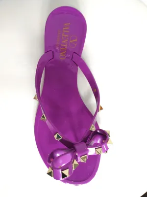 Valentino Purple PVC Rockstud Flip Flops