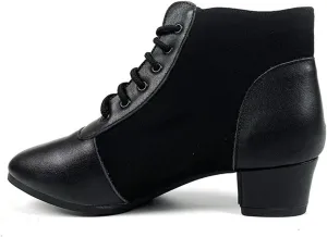 VEACAM Jazz Dance Boot for Women Split Sole Ankle Boots Leather Ballroom Dancing Shoes