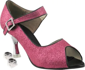 Very Fine Dance Shoes Women's Salsa Ballroom Tango Latin Dance Shoes Style CD3005 Bundle with Plastic Dance Shoe Heel Protectors, Pink Sparkle 9 M US Heel 3 Inch
