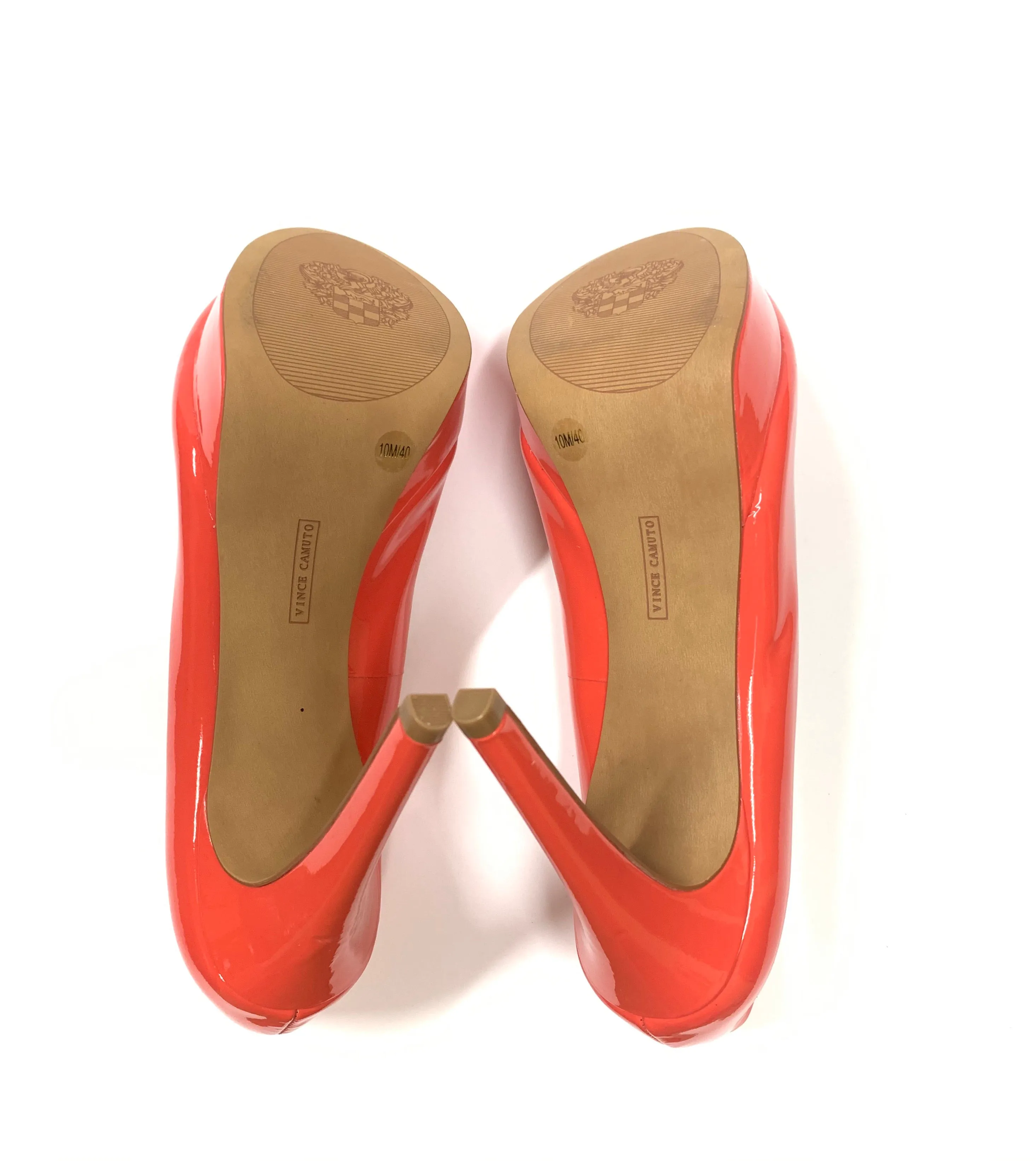 VINCE CAMUTO CORAL PATENT PEEP TOE PLATFORM HIGH HEELS PUMPS SIZE 10
