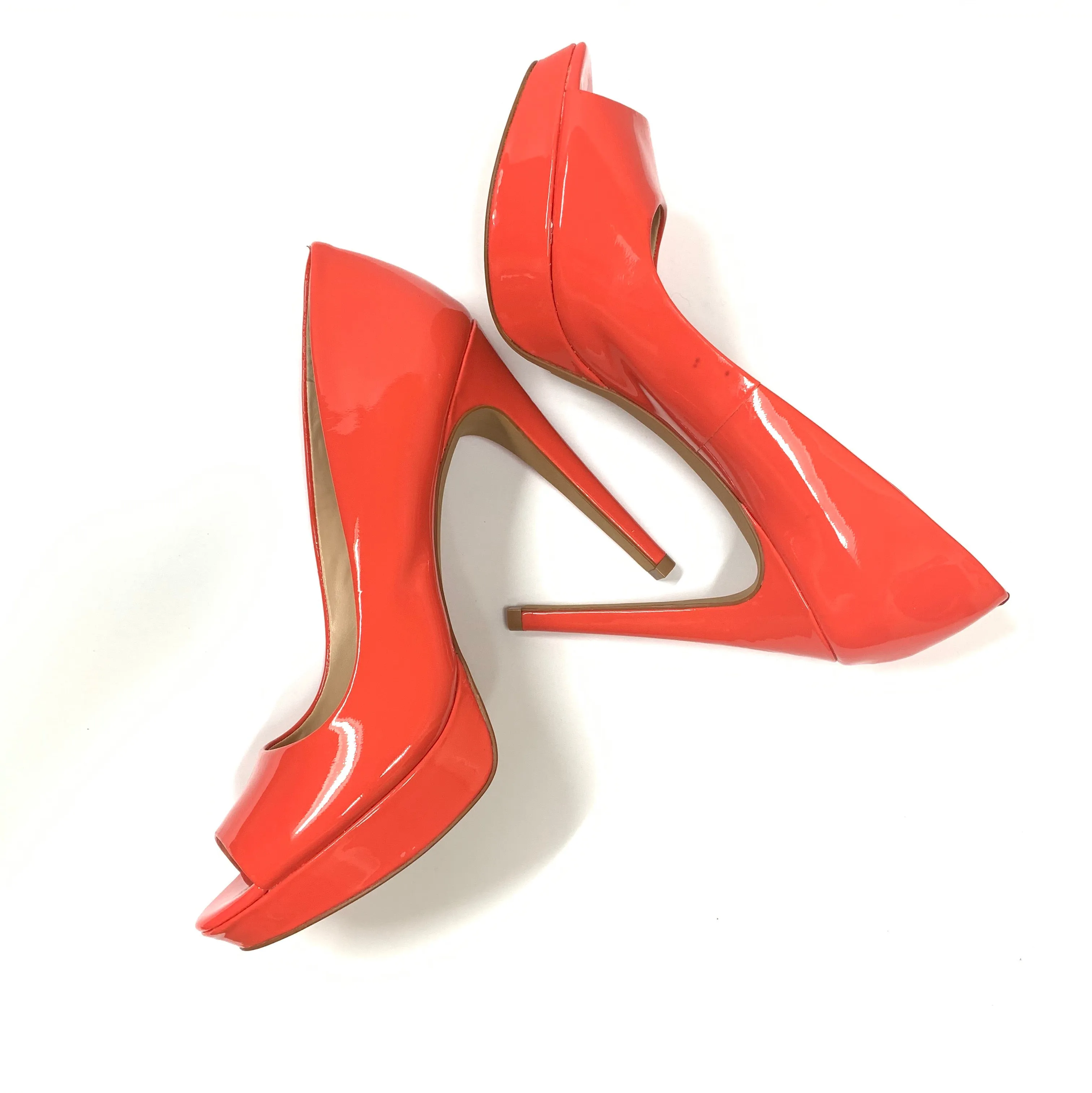 VINCE CAMUTO CORAL PATENT PEEP TOE PLATFORM HIGH HEELS PUMPS SIZE 10