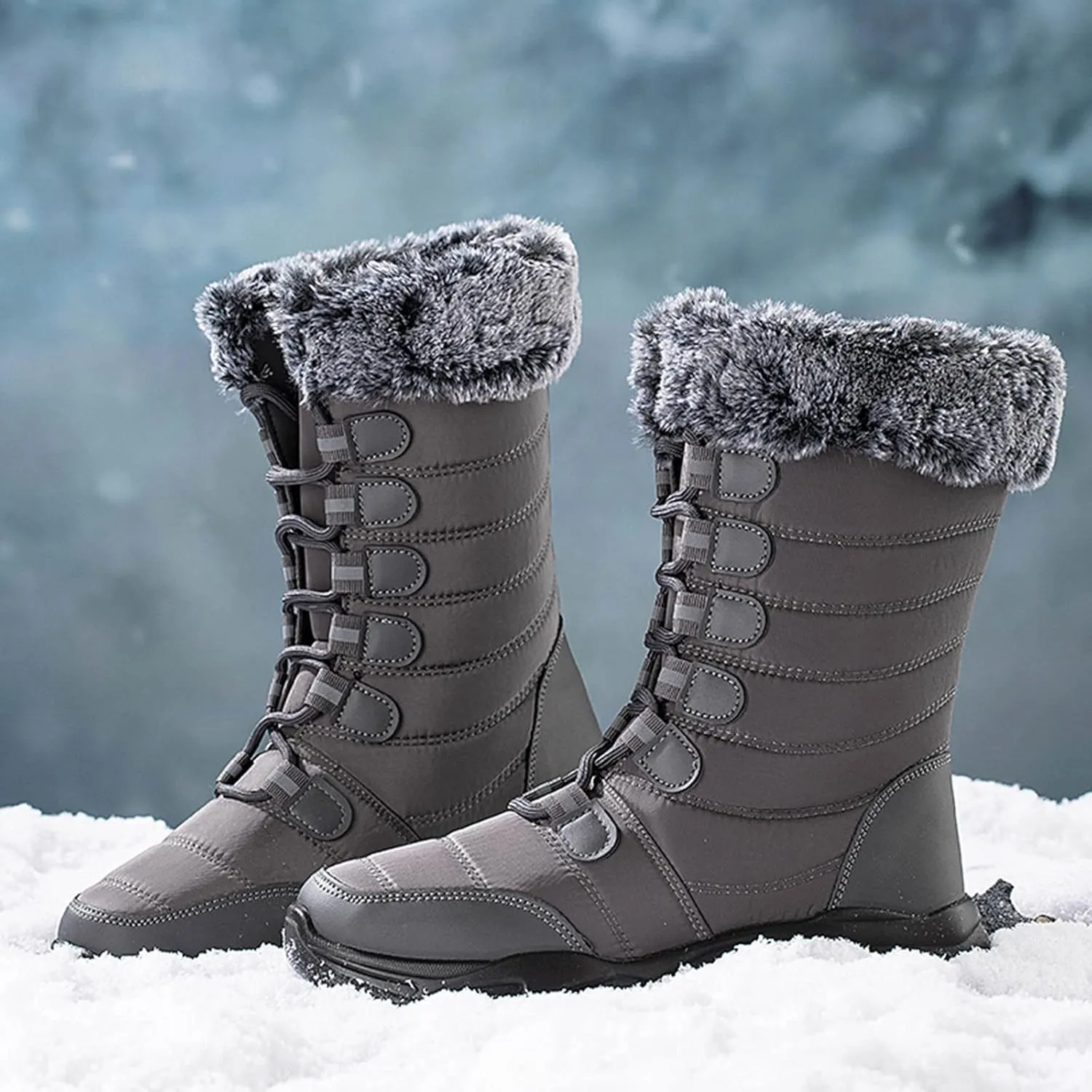 Waterproof Snow Boots for Women Insulated Snow Boot Women Low Waterproof Winter Boots Woman Woman Wide Calf Winter Boots Botas Largas De Invierno Para Mujer Con TacN