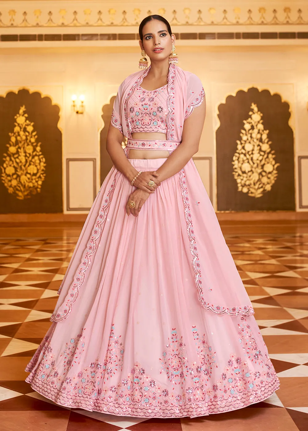 Wedding Reception Fanciable Pink Trendy Lehenga Choli