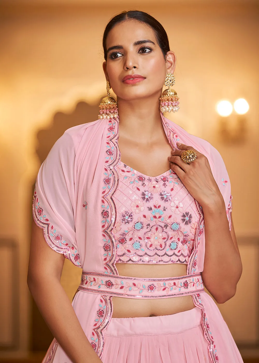 Wedding Reception Fanciable Pink Trendy Lehenga Choli