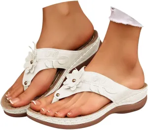 Wedge Sandals for Women Summer Dressy 2025 Arch Support Chic 3D Flowers Orthopedic Sandal Fish Mouth Open Toe Slippers Wedges Platform Slip on Shoes