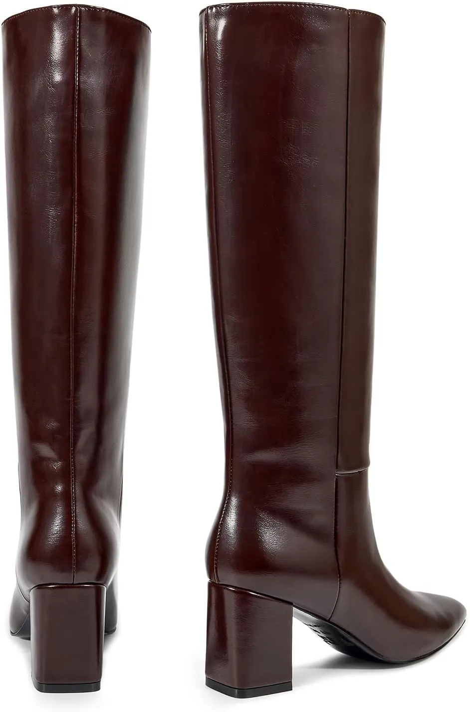 wetkiss Knee High Boots Women Chunky Heel Faux Crocodile Boots Pointed Toe Tall Pull-On Fall Long Boot